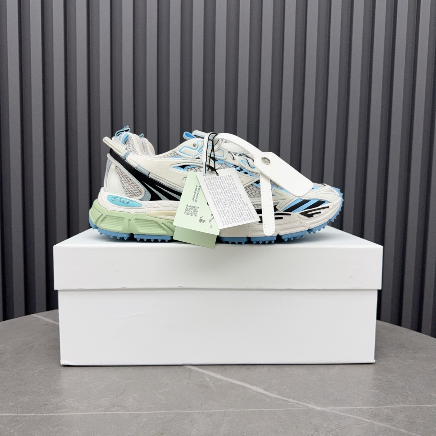 Off-White Be Right Back White & Light Blue Sneakers - Image 9