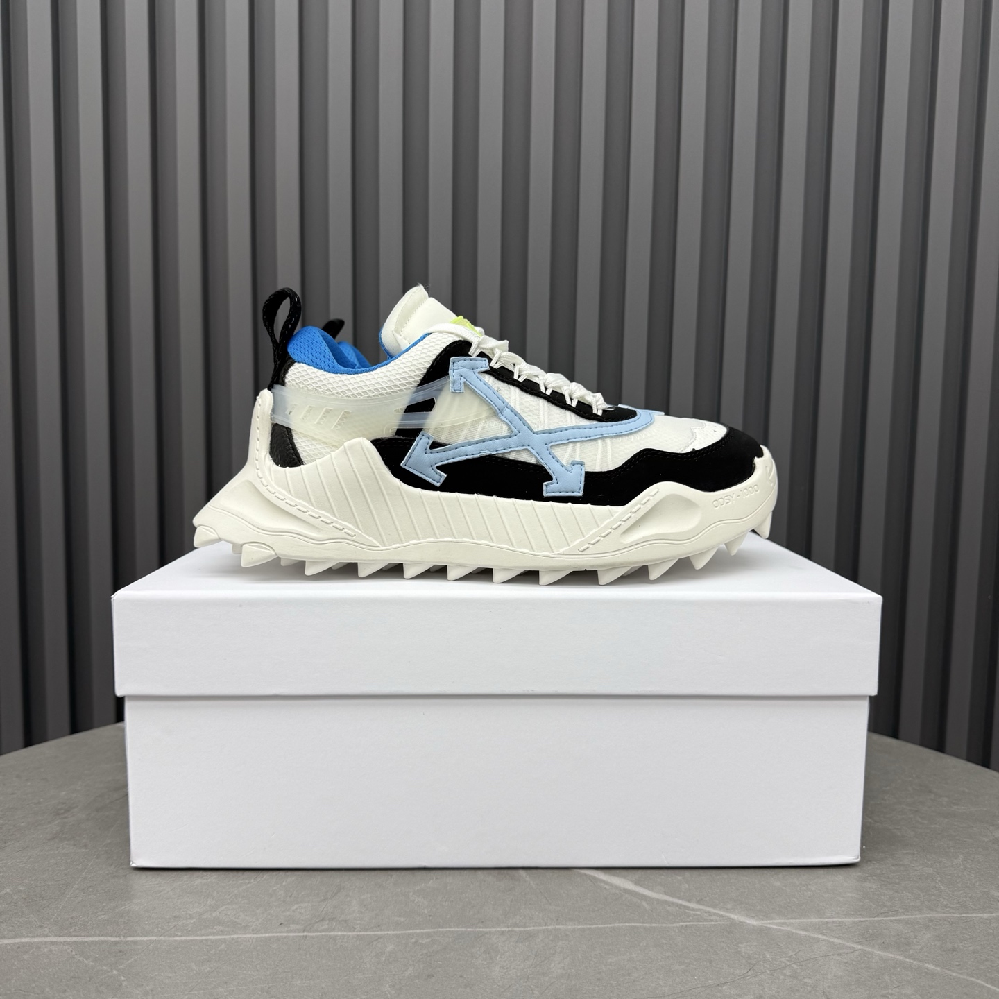 Off-White ODSY-1000 White Black & Blue Sneakers - Image 2