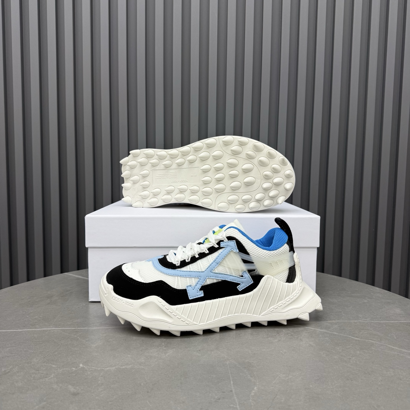 Off-White ODSY-1000 White Black & Blue Sneakers - Image 6