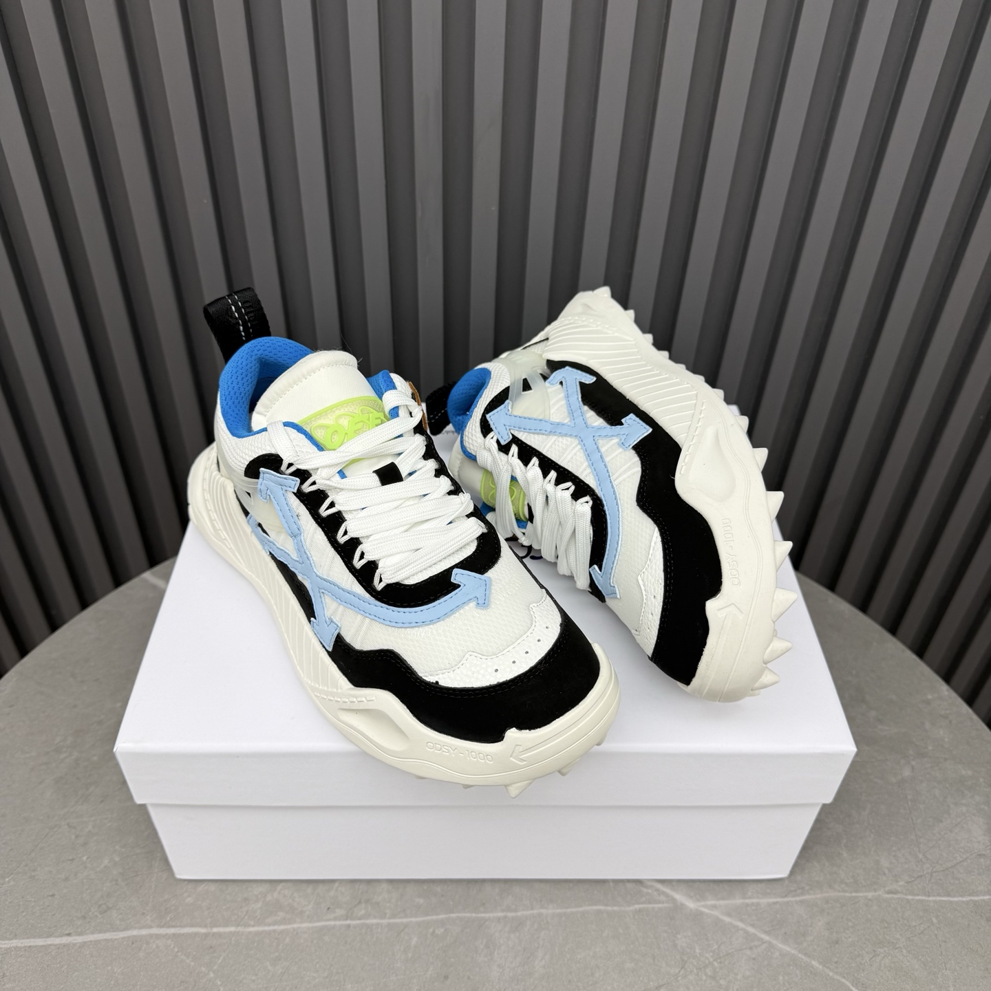 Off-White ODSY-1000 White Black & Blue Sneakers - Image 7