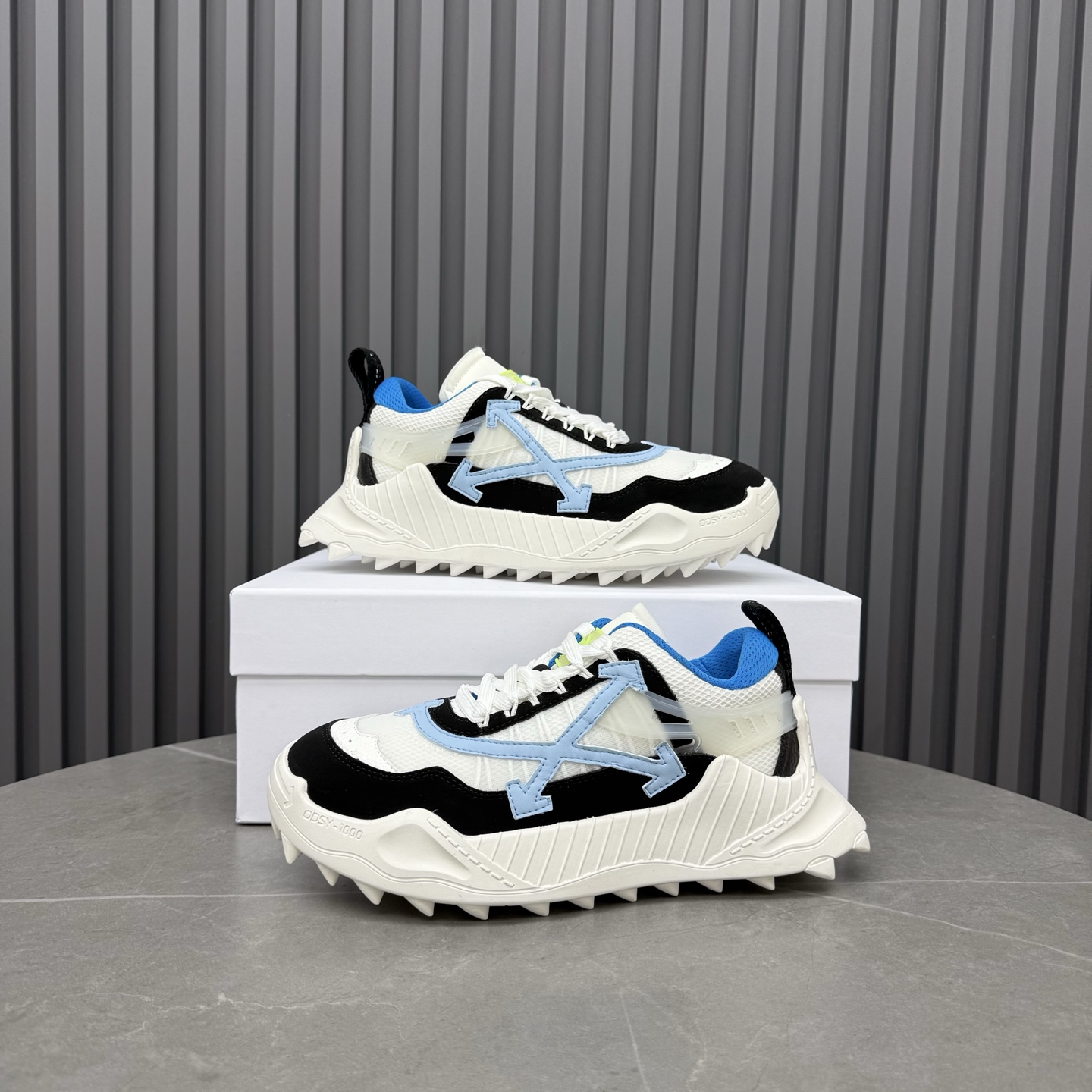 Off-White ODSY-1000 White Black & Blue Sneakers - Image 8