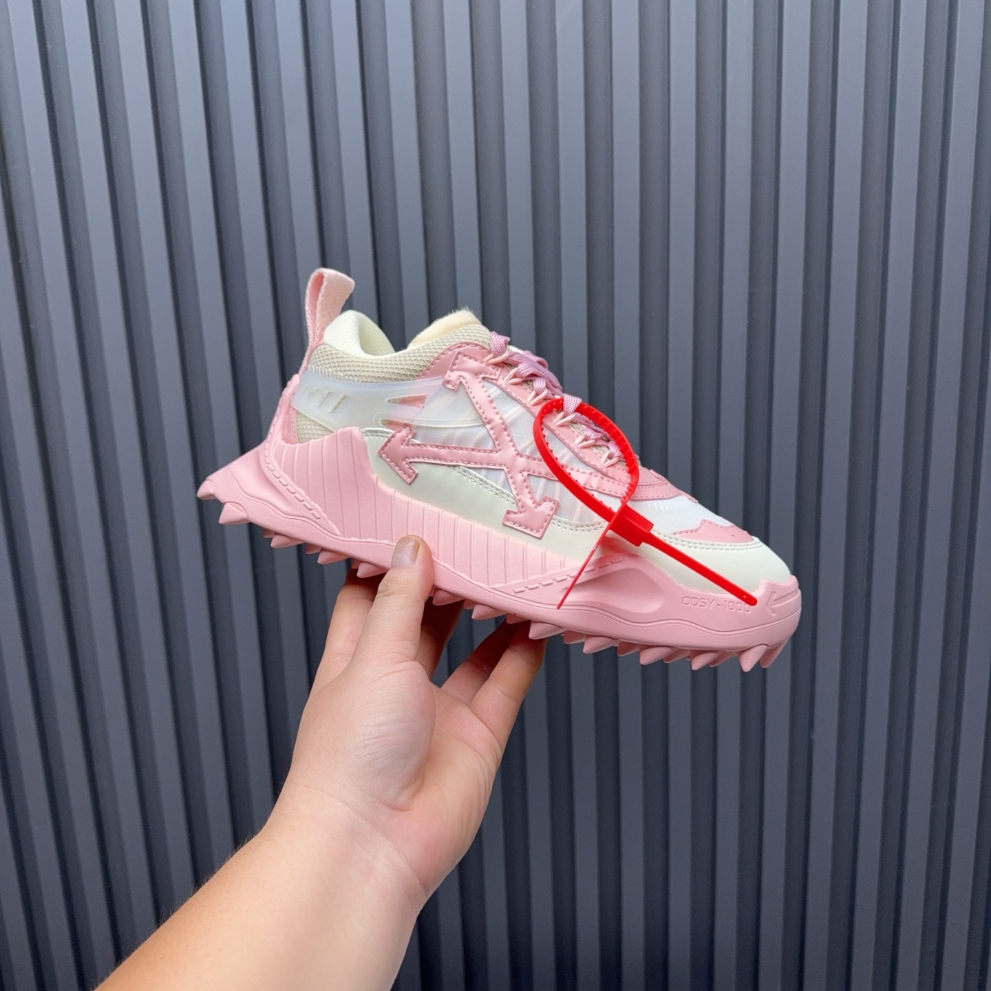 Off-White Pink and Cream Women’s ODSY-1000 Sneakers - Image 8