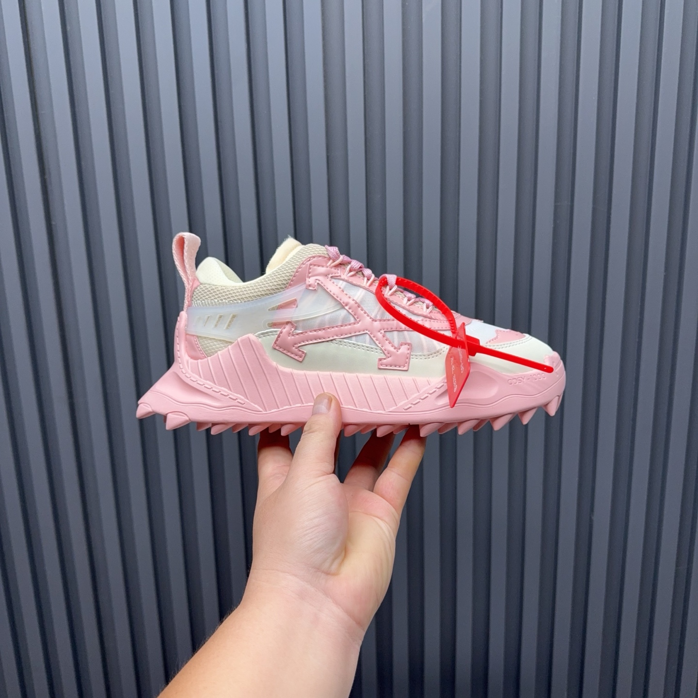Off-White Pink and Cream Women’s ODSY-1000 Sneakers - Image 9