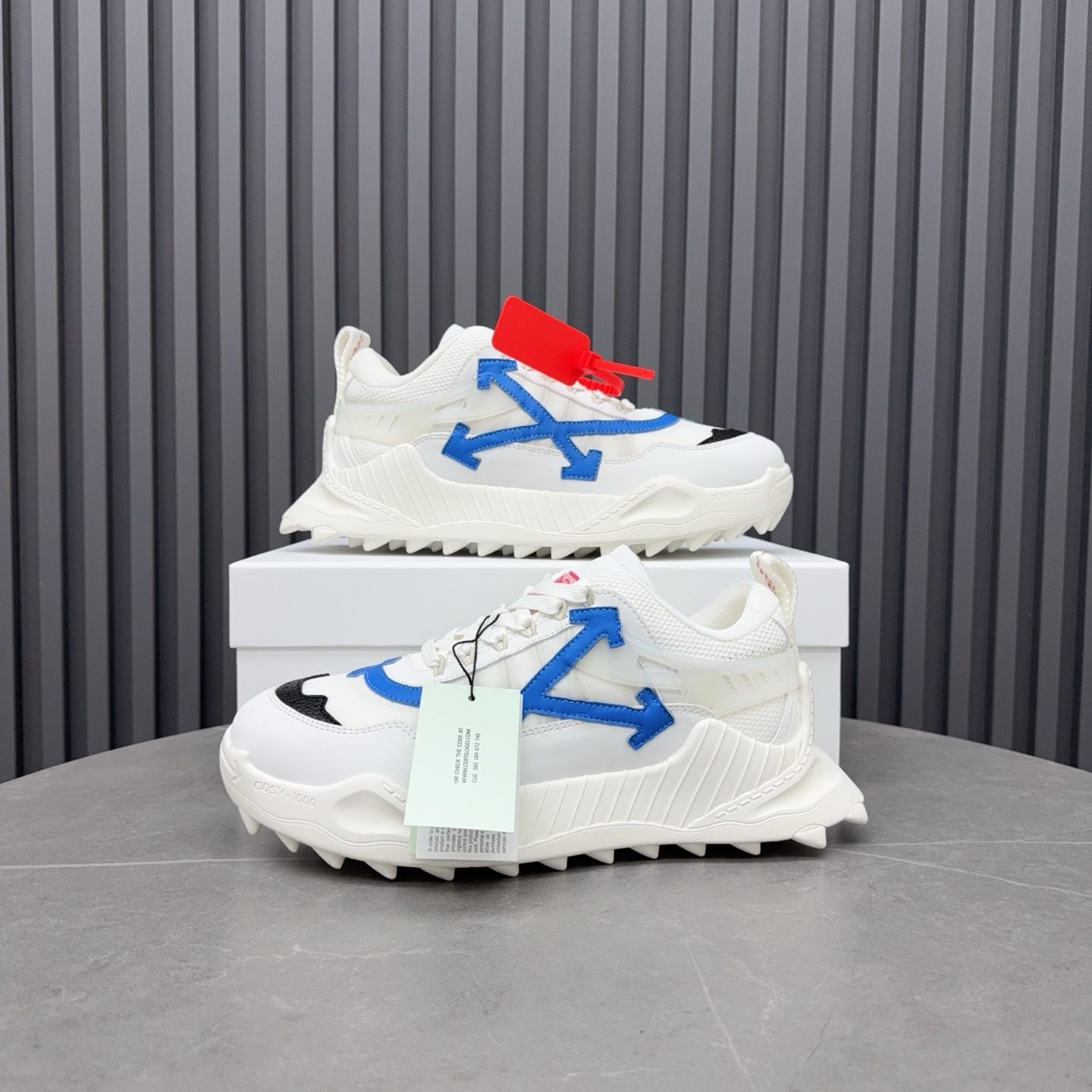 Off-White White and Blue Multicolor ODSY-1000 Sneakers - Image 3