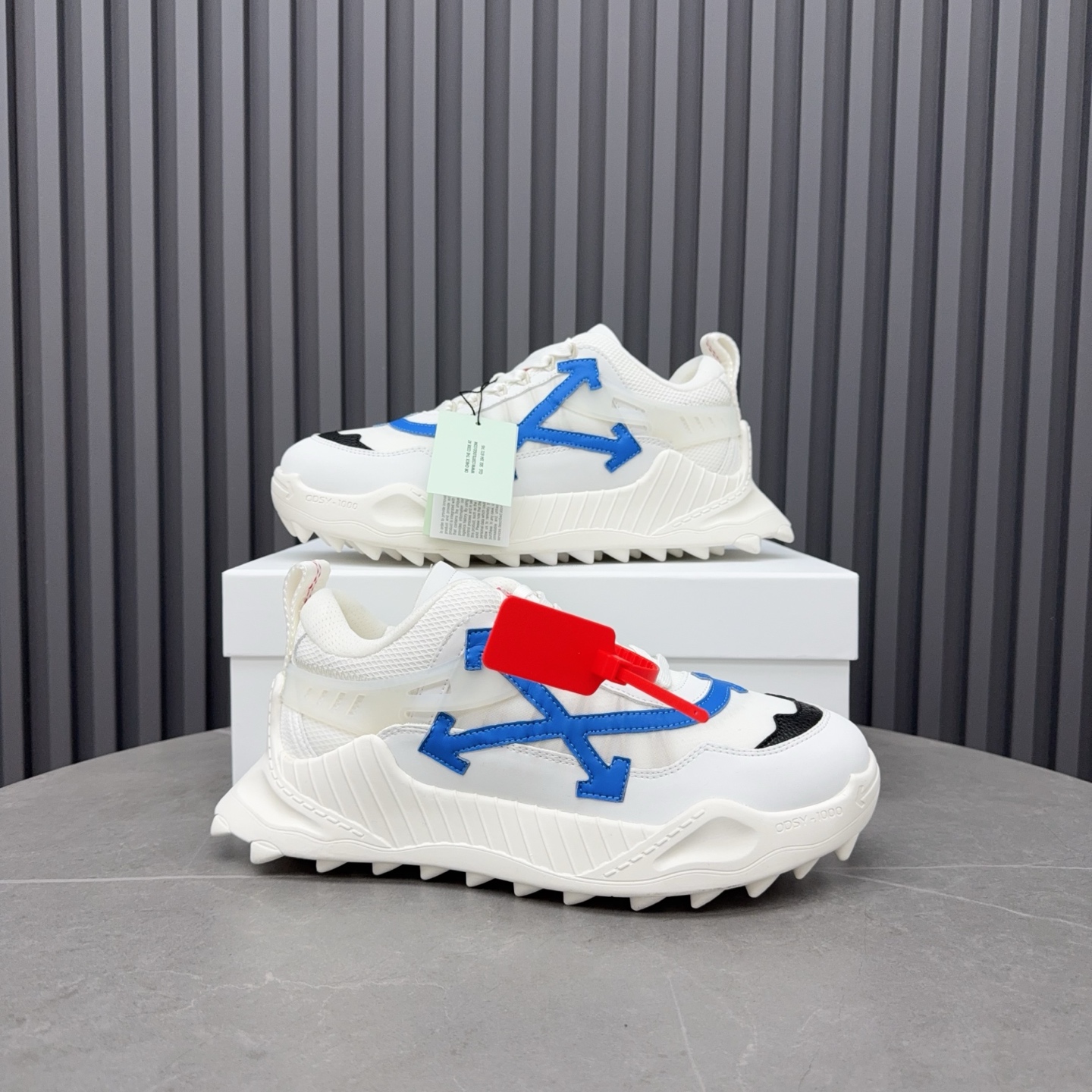 Off-White White and Blue Multicolor ODSY-1000 Sneakers