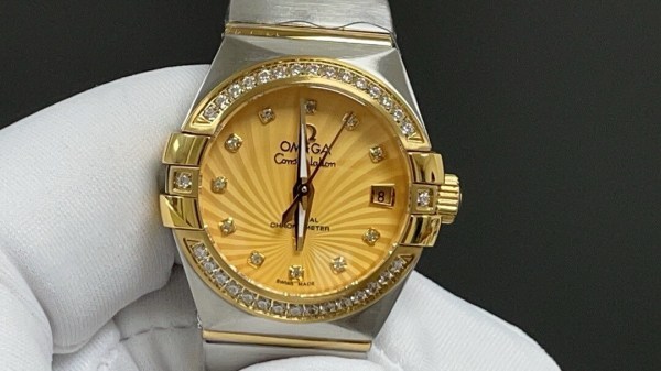Omega Constellation Co-Axial Chronometer 18K Yellow Gold & Stainless Steel Diamond Ladies Watch