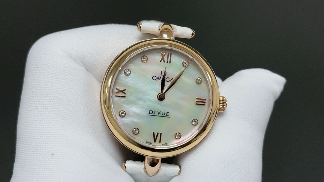 Omega De Ville Dewdrop 18K Rose Gold Mother of Pearl Diamond Ladies Watch – Elegant Swiss Timepiece - Image 4