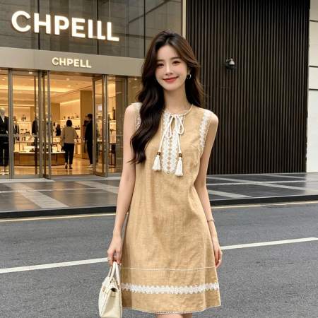 Zimmermann Chintz Chambray Linen Sleeveless Shift Mini Dress with Lace Trim