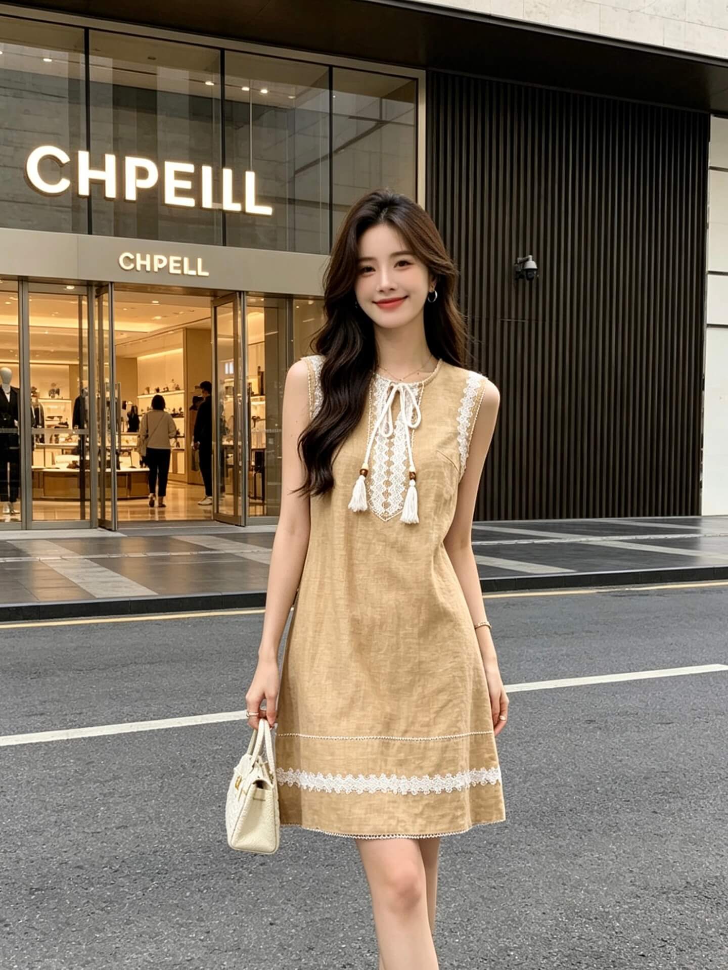 Zimmermann Chintz Chambray Linen Sleeveless Shift Mini Dress with Lace Trim