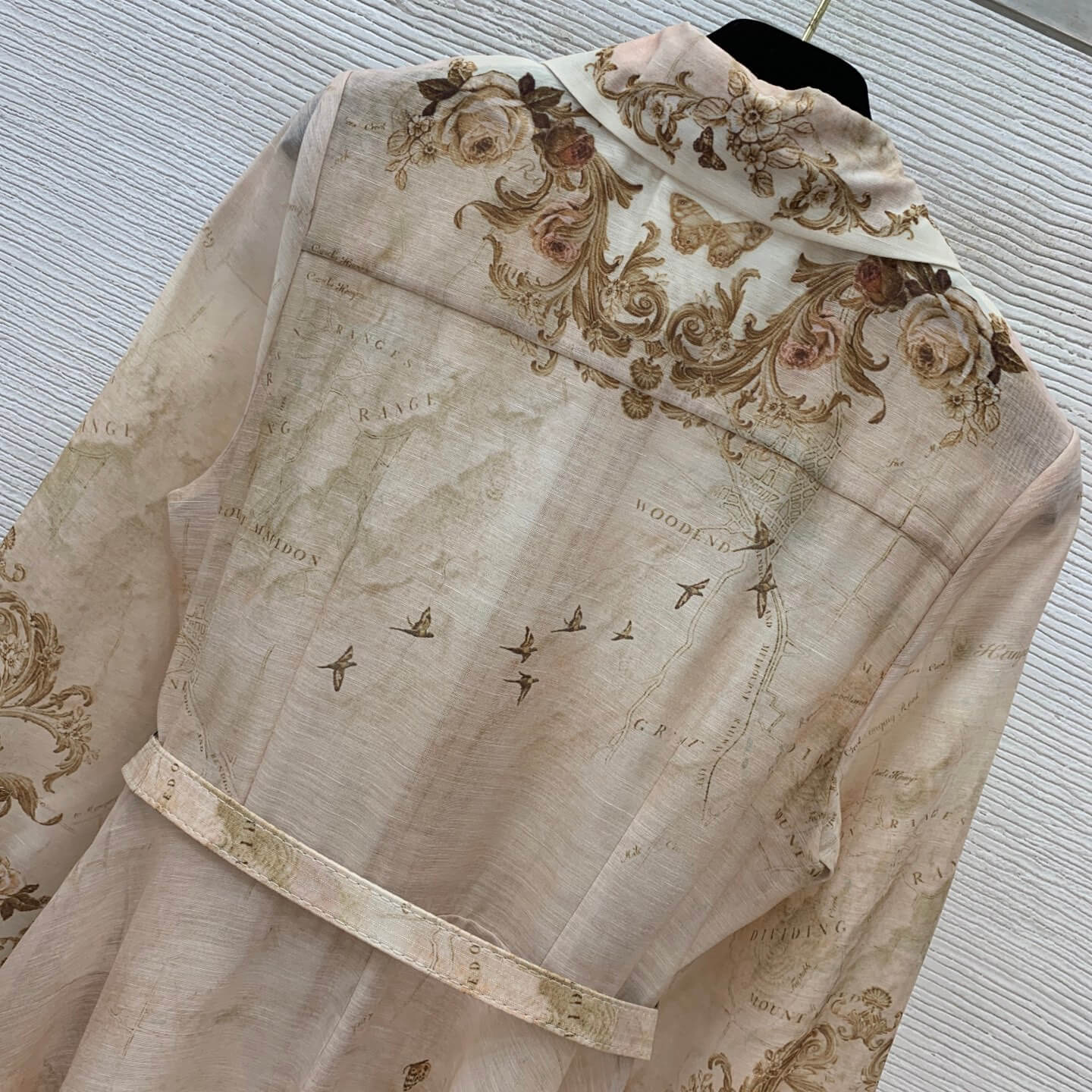 Zimmermann High Tide Odyssey Map Print Belted Silk-Linen Midi Shirt Dress - Image 10