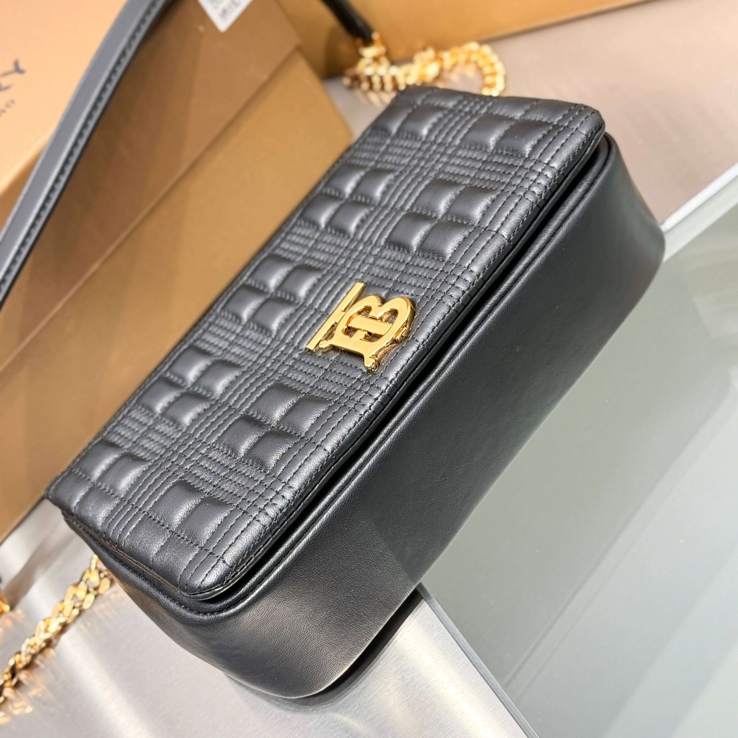 Burberry Small Lola Quilted Lambskin Shoulder Bag in Black - Image 2