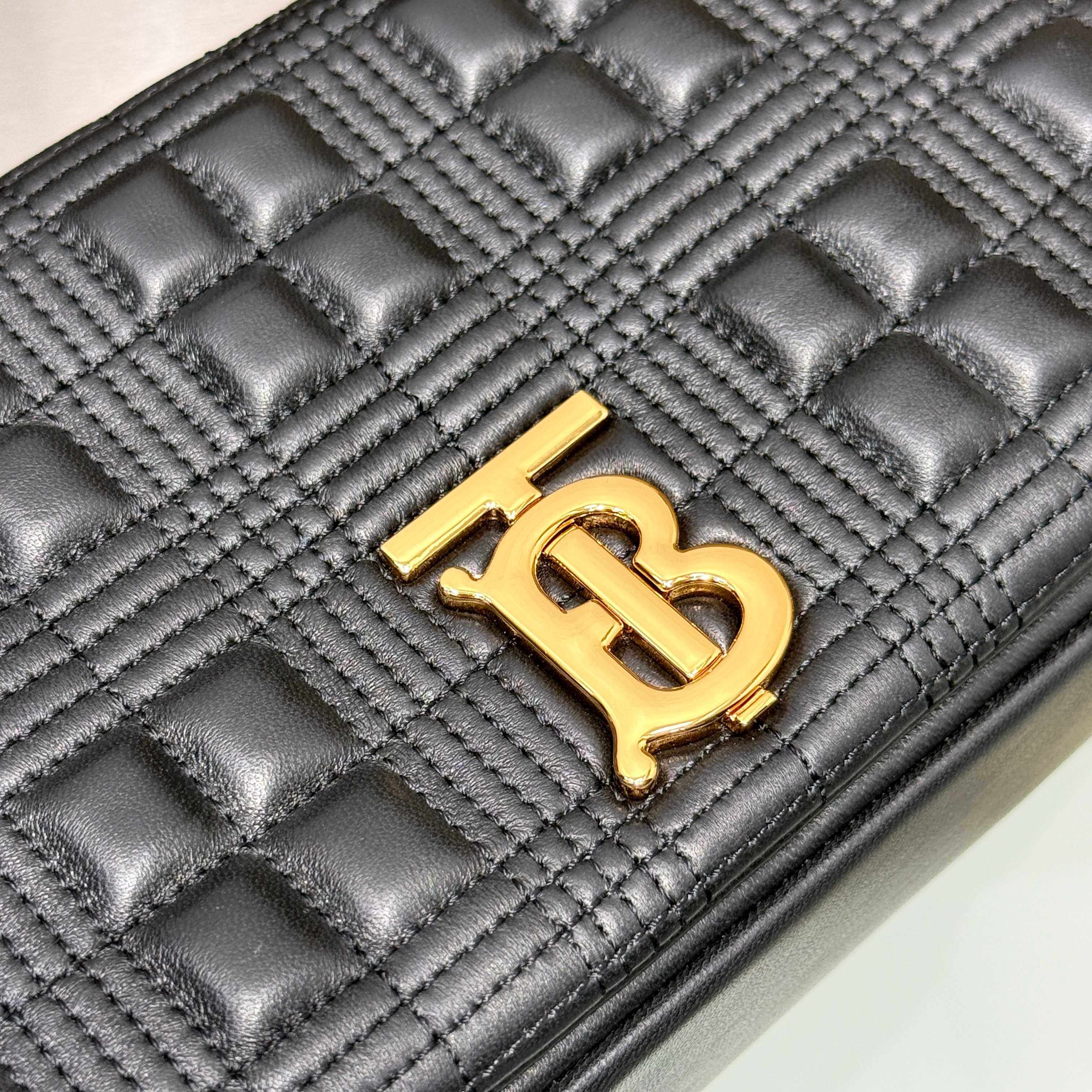 Burberry Small Lola Quilted Lambskin Shoulder Bag in Black - Image 3