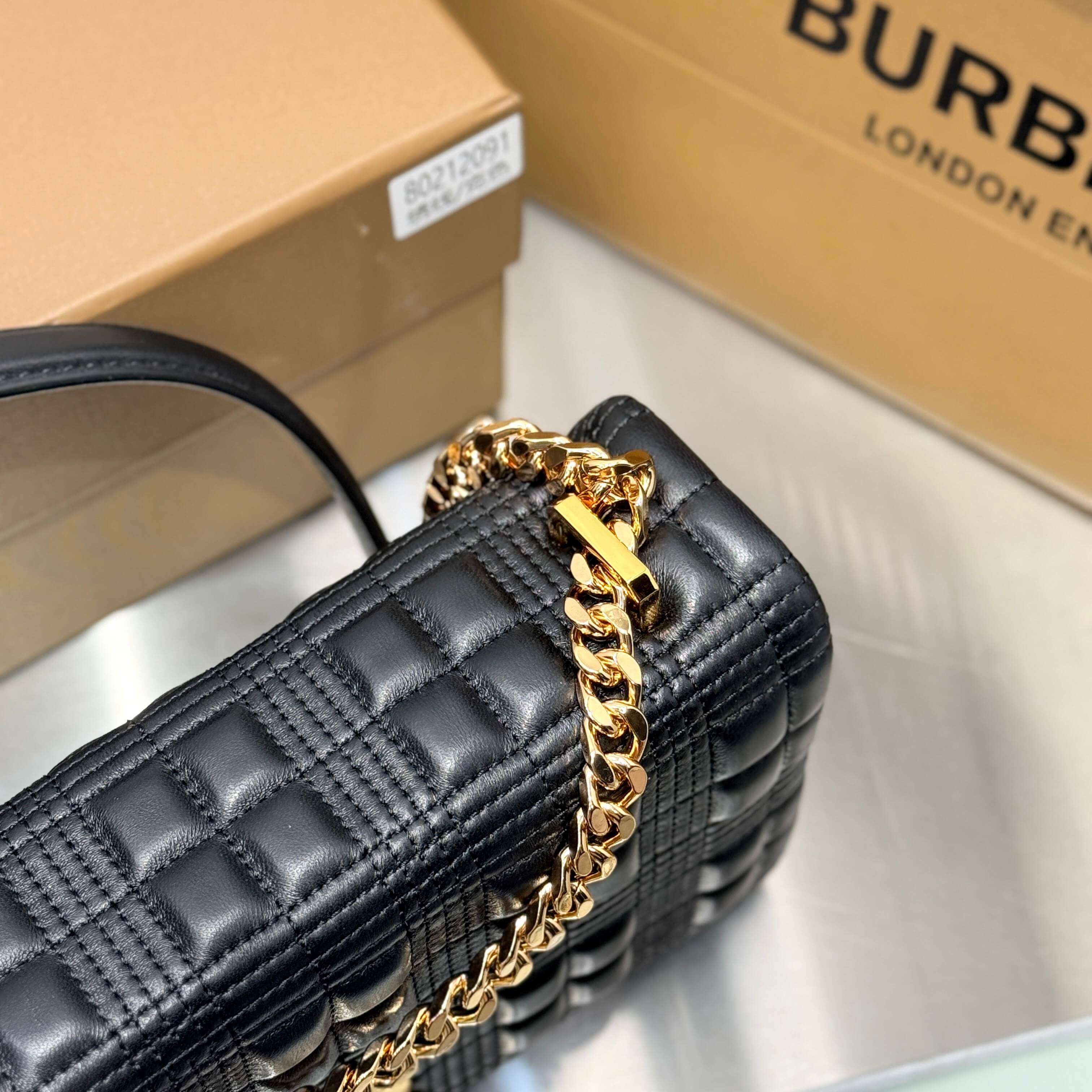 Burberry Small Lola Quilted Lambskin Shoulder Bag in Black - Image 5