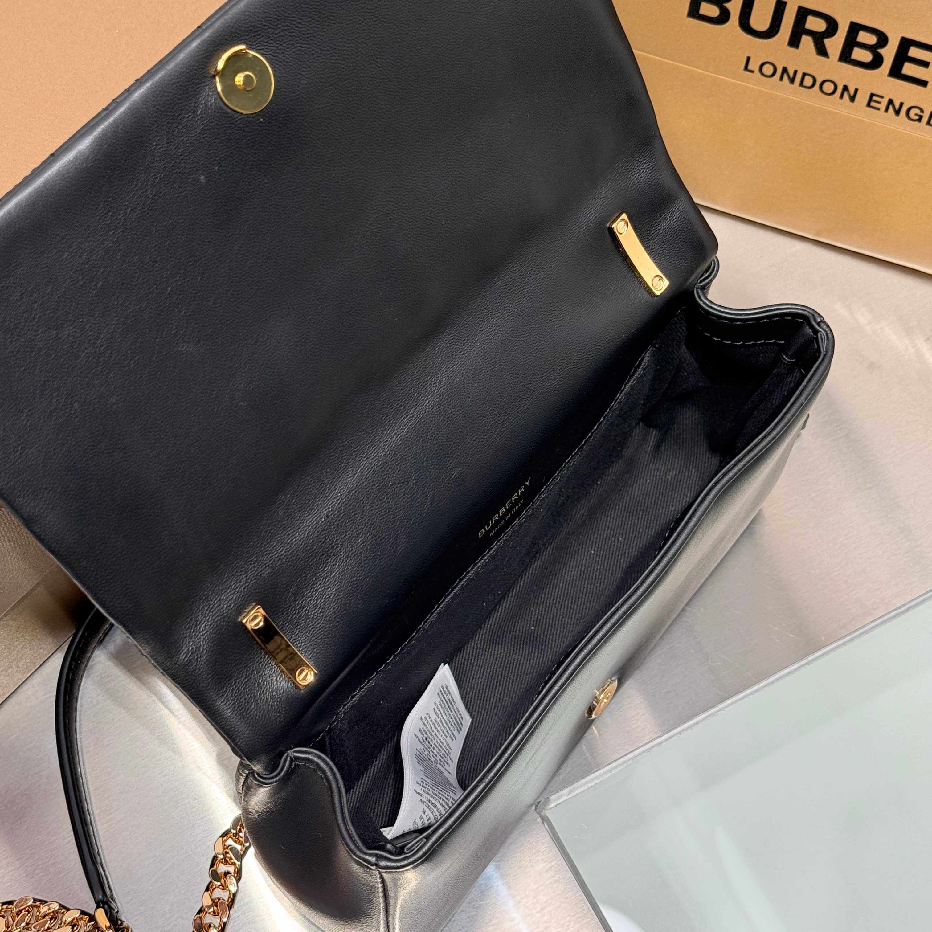 Burberry Small Lola Quilted Lambskin Shoulder Bag in Black - Image 9
