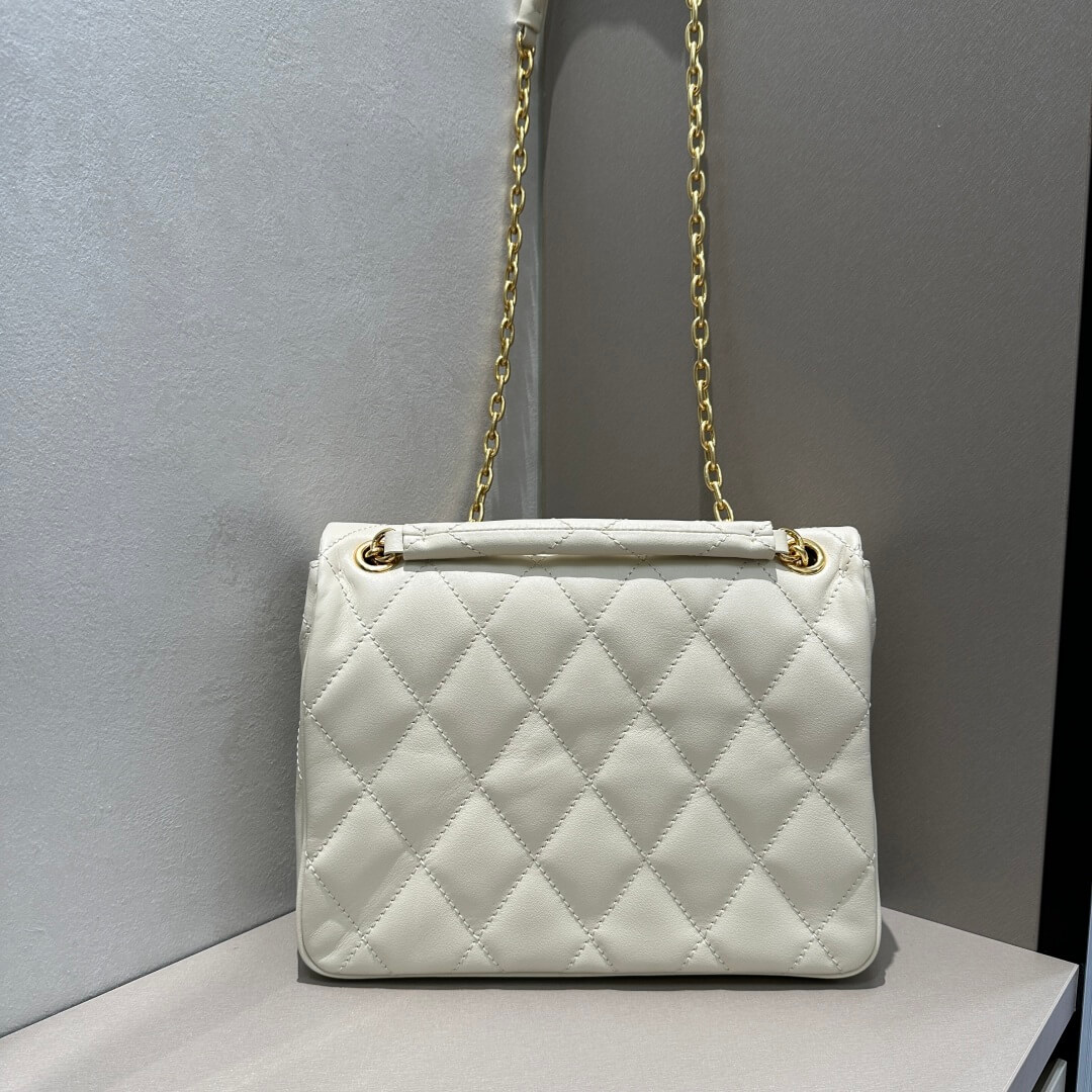 Burberry Small Rocking Horse Quilted Leather Shoulder Bag in White. - Image 2