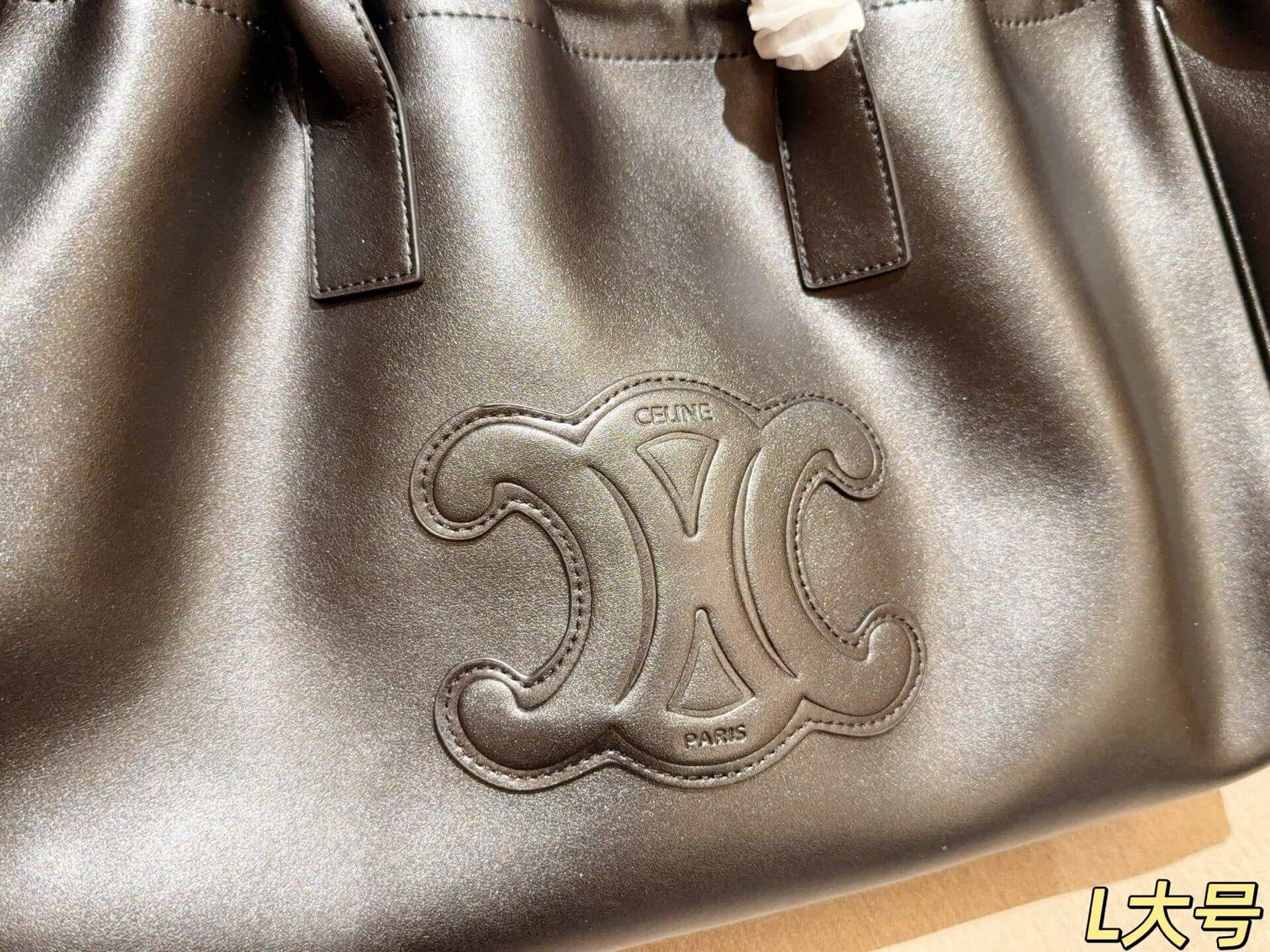 Celine Cabas Thais Cuir Triomphe Black Leather Tote Bag - Image 5