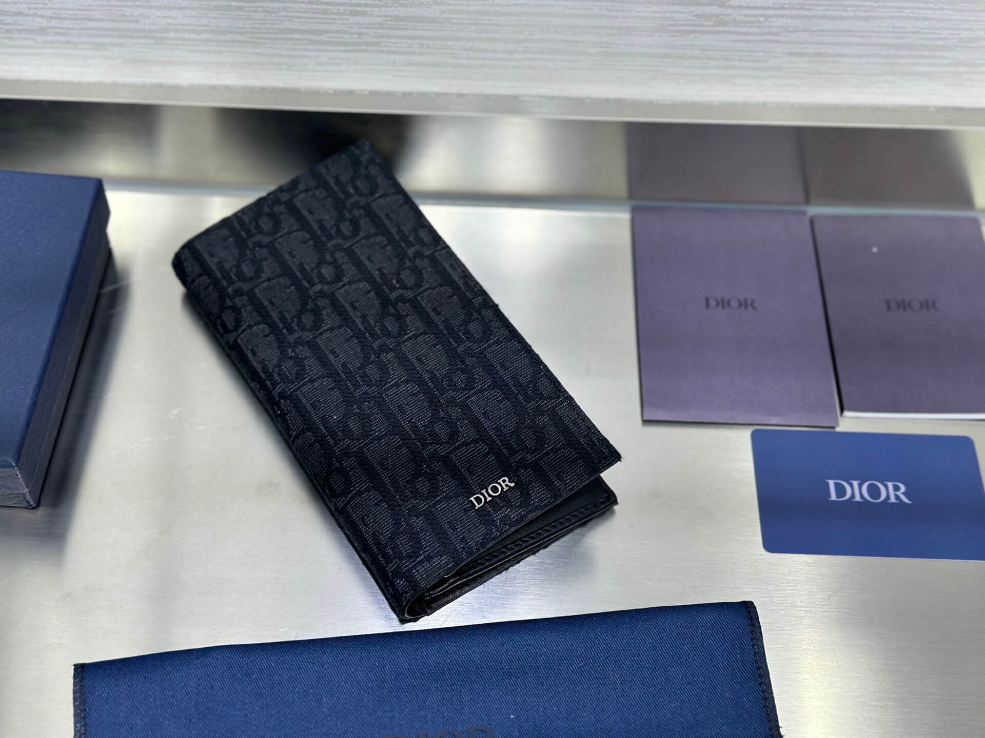 Dior Long Wallet in Black Dior Oblique Jacquard.
