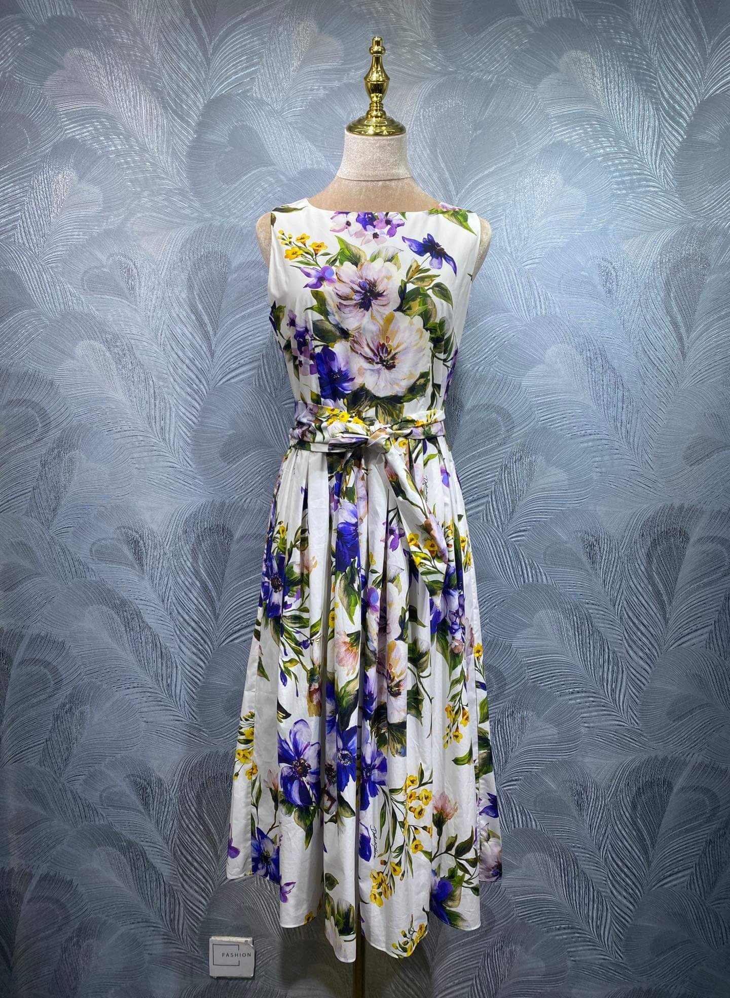 Dolce & Gabbana Anemone Floral Print Sleeveless Midi Dress