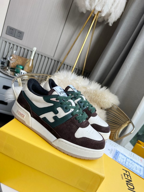 Fendi Match Cream, Brown and Green Trainers
