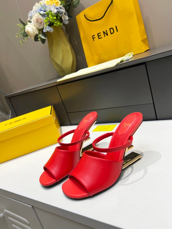 Fendi Red Leather Fendi First Heeled Sandals