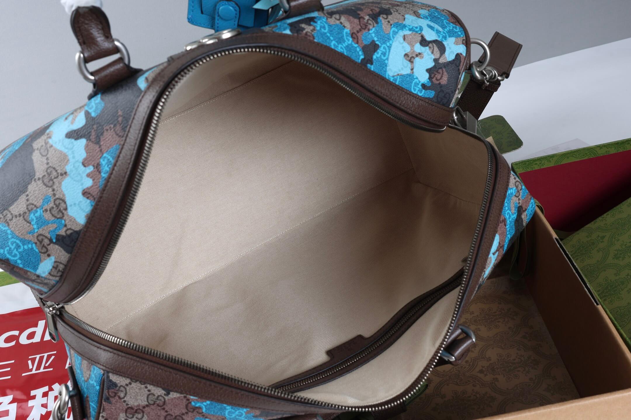Gucci Blue Marbled GG Print Holdall Travel Bag - Image 7
