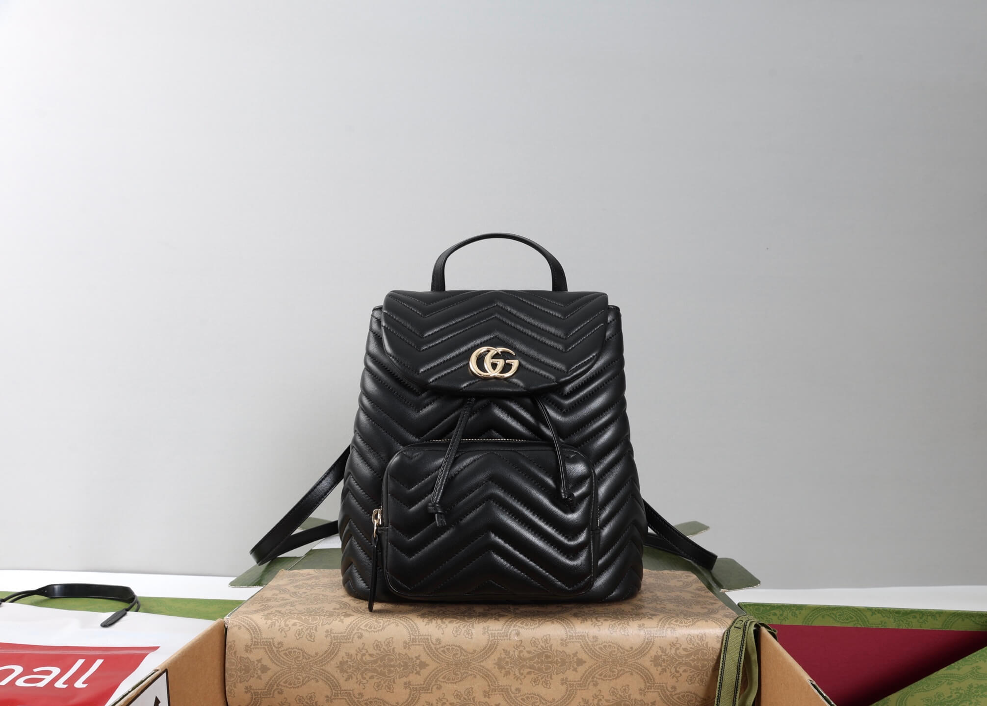 Gucci GG Marmont Small Matelassé Leather Backpack – Black