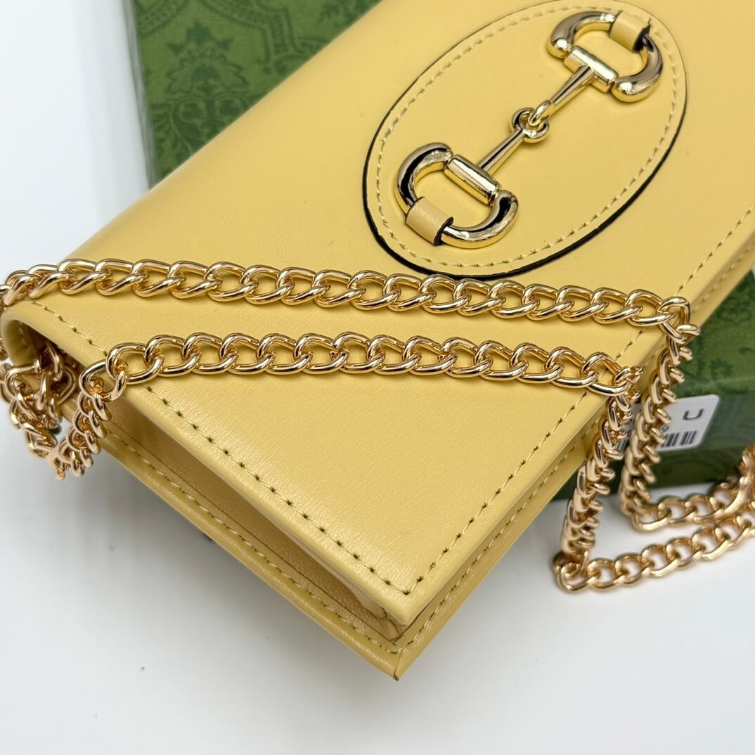 Gucci Horsebit 1955 Chain Wallet in Beige Leather with Gold-Toned Hardware - Image 4