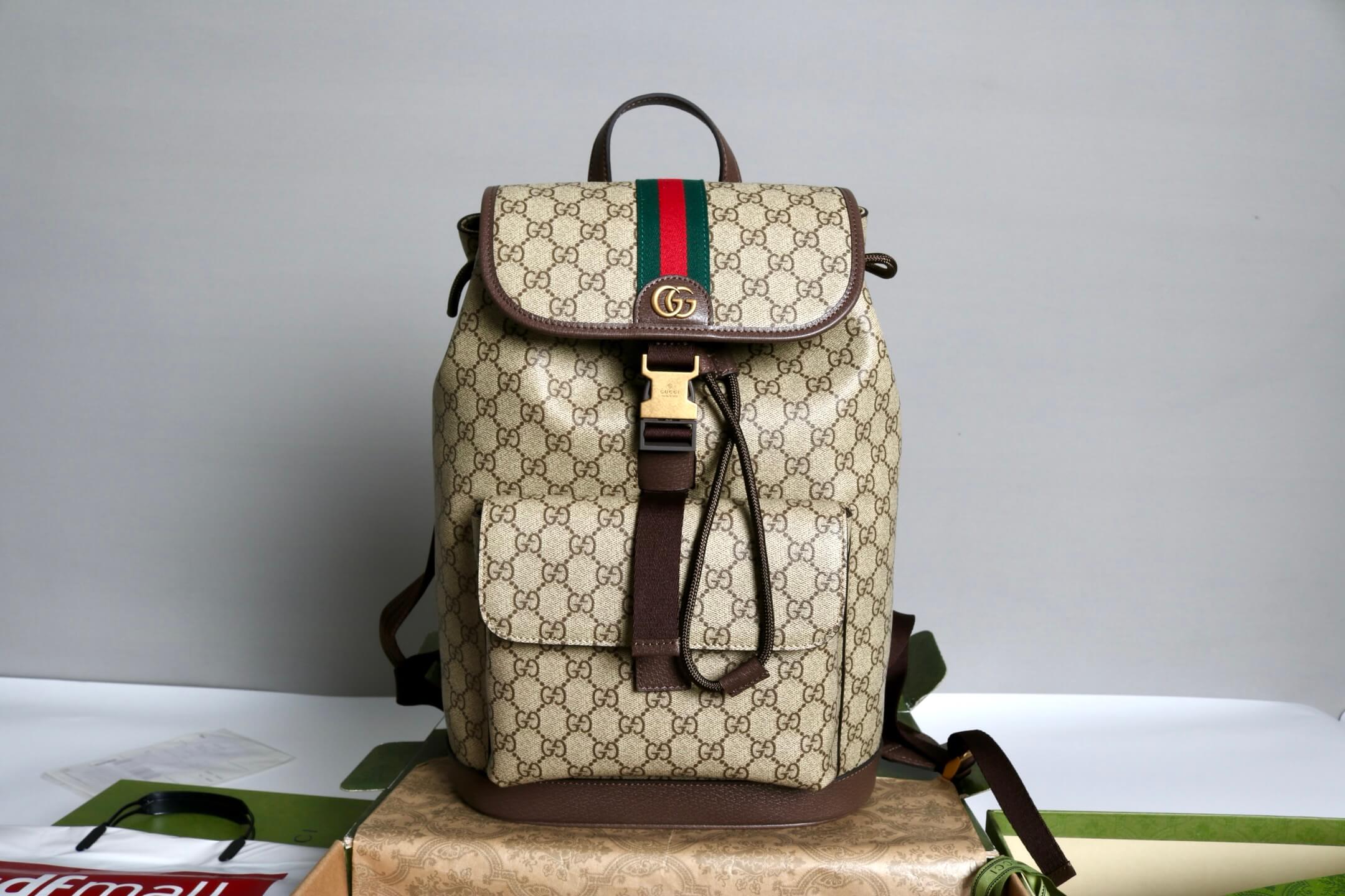 Gucci Ophidia GG Supreme Medium Backpack with Web Detail