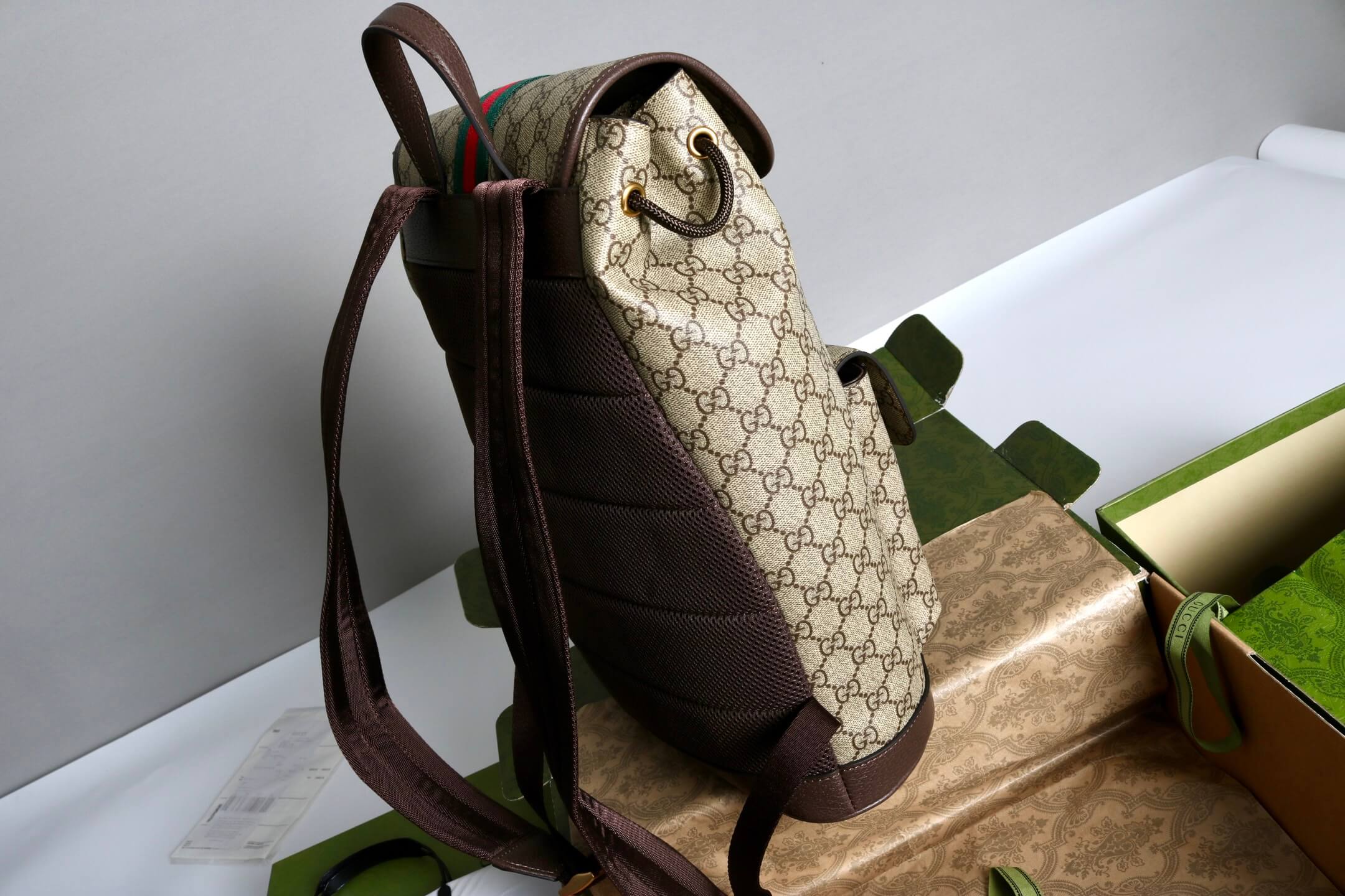Gucci Ophidia GG Supreme Medium Backpack with Web Detail - Image 3
