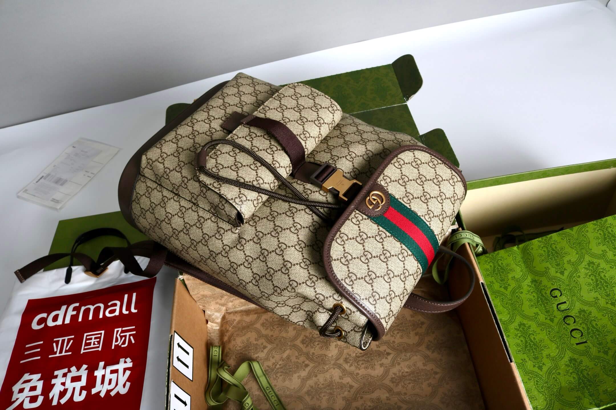 Gucci Ophidia GG Supreme Medium Backpack with Web Detail - Image 6