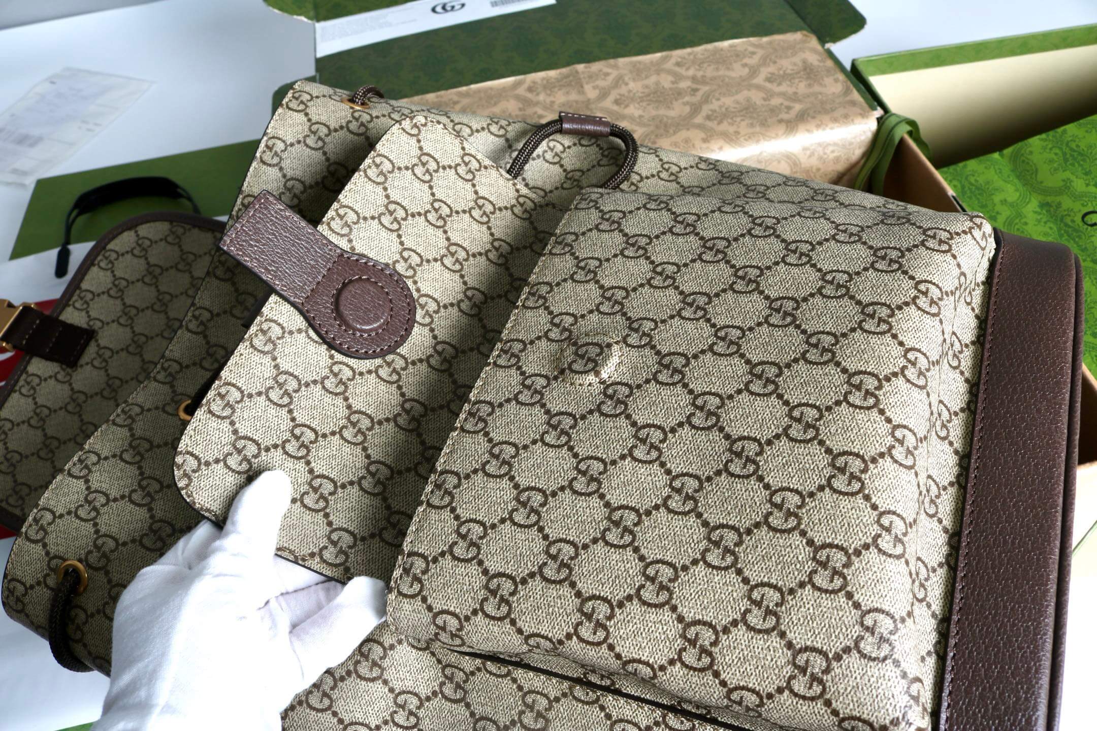 Gucci Ophidia GG Supreme Medium Backpack with Web Detail - Image 8