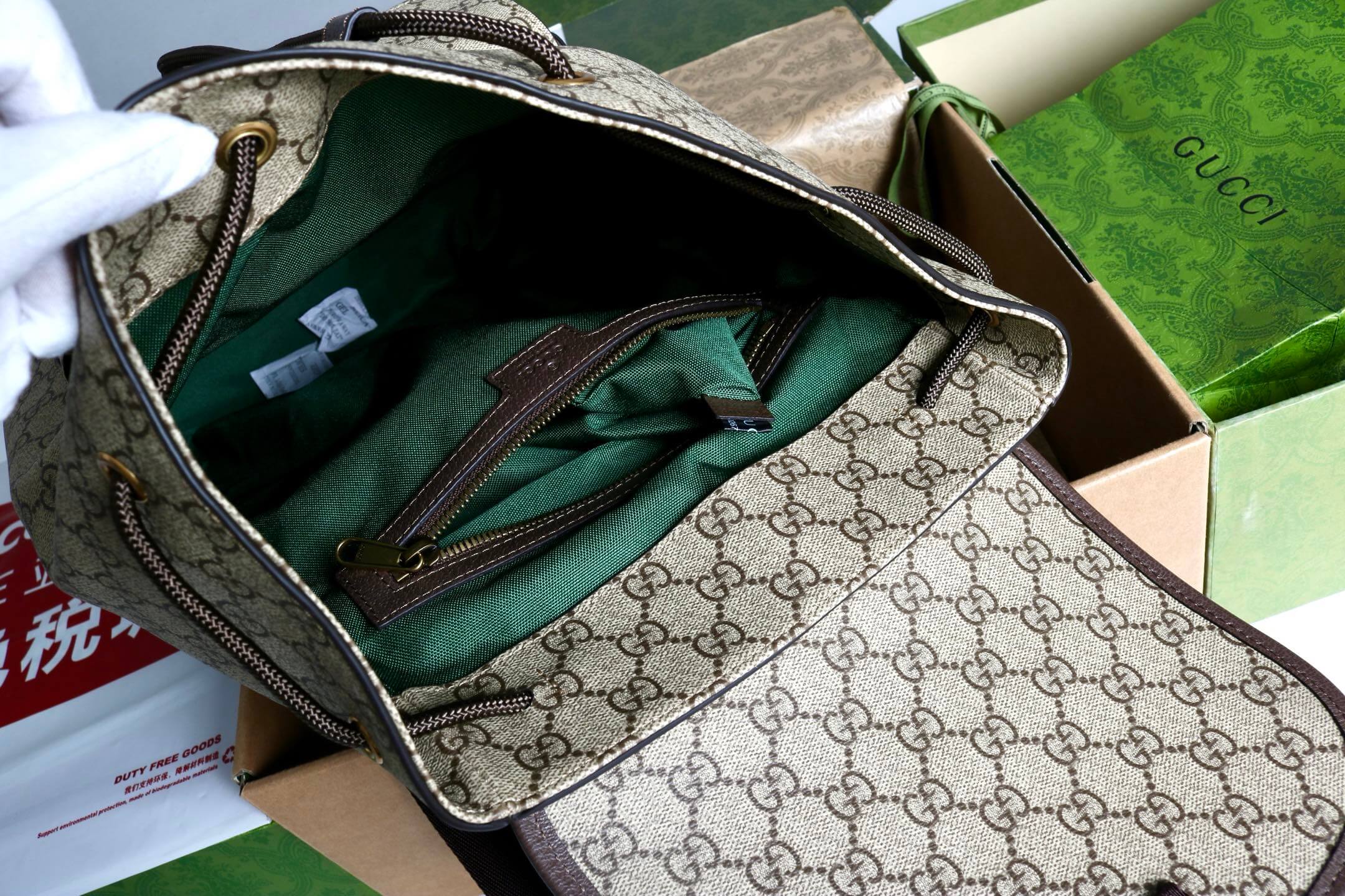 Gucci Ophidia GG Supreme Medium Backpack with Web Detail - Image 9