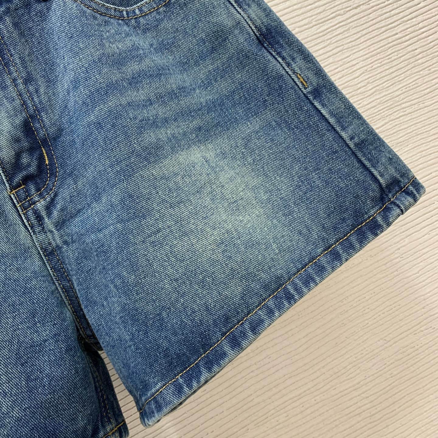 Loewe High-Waisted Mid-Wash Blue Denim Shorts - Image 3