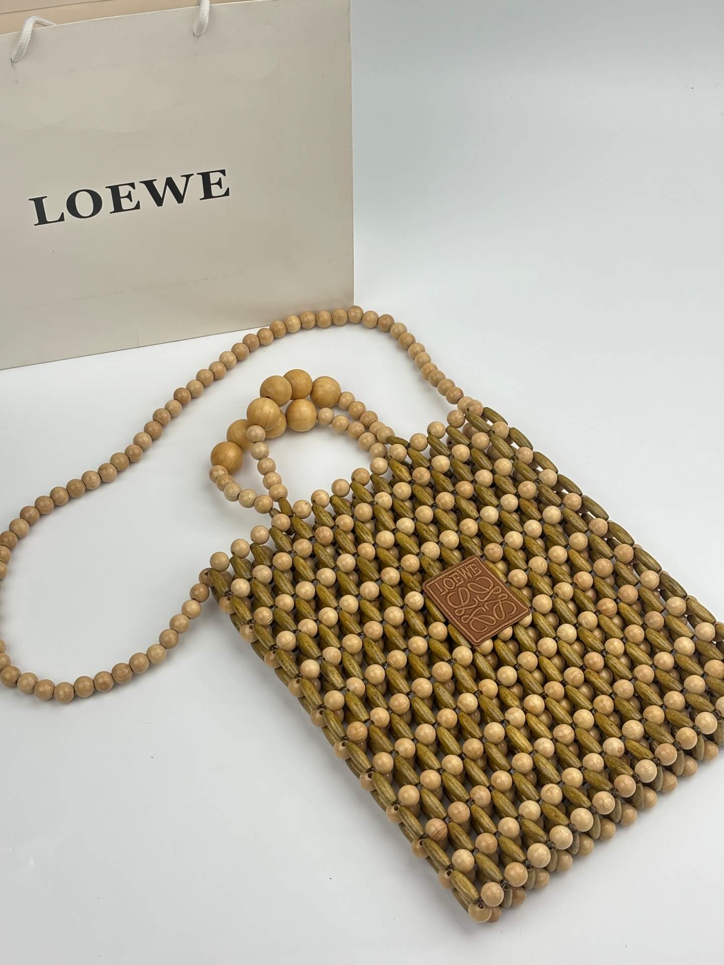 Loewe Wooden Beaded Anagram Tote Bag - Image 3