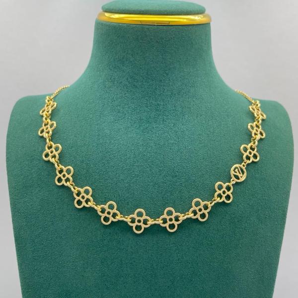 Louis Vuitton LV Charms Gold-Tone Monogram Flower Choker Necklace