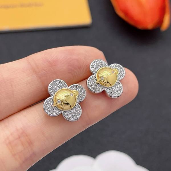 Louis Vuitton Vivienne Crystal Flower Stud Earrings