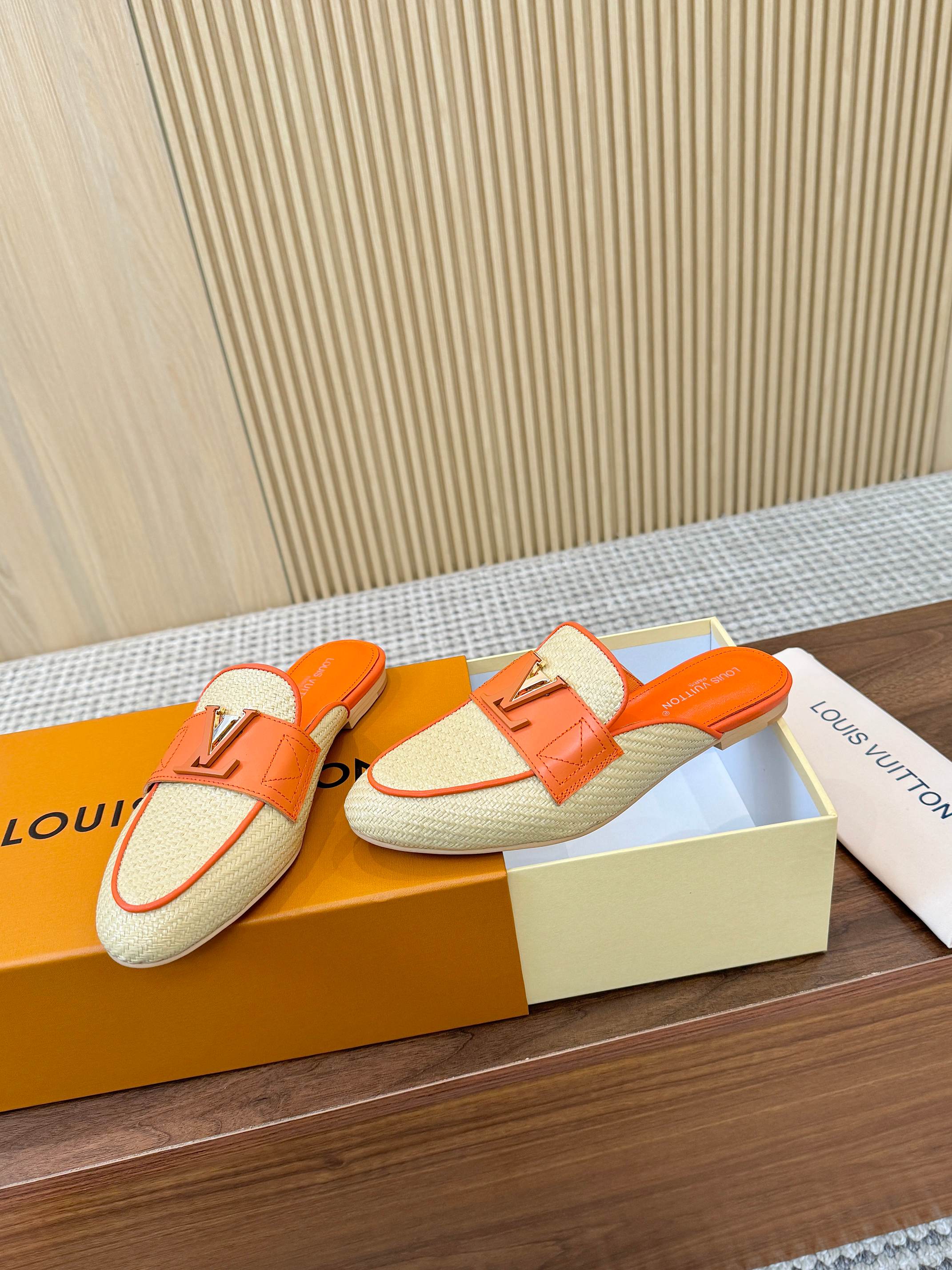 Louis Vuitton Orange Mare Open Back Loafers