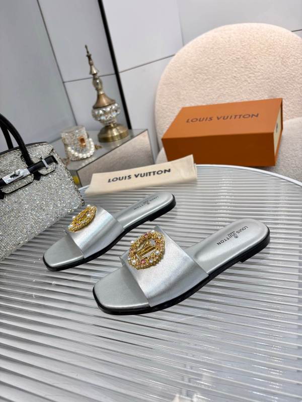 Louis Vuitton Silver LV Mare Flat Mules