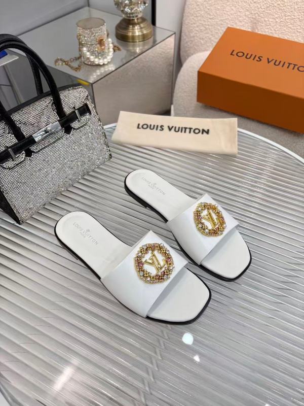 Louis Vuitton White LV Mare Flat Mules