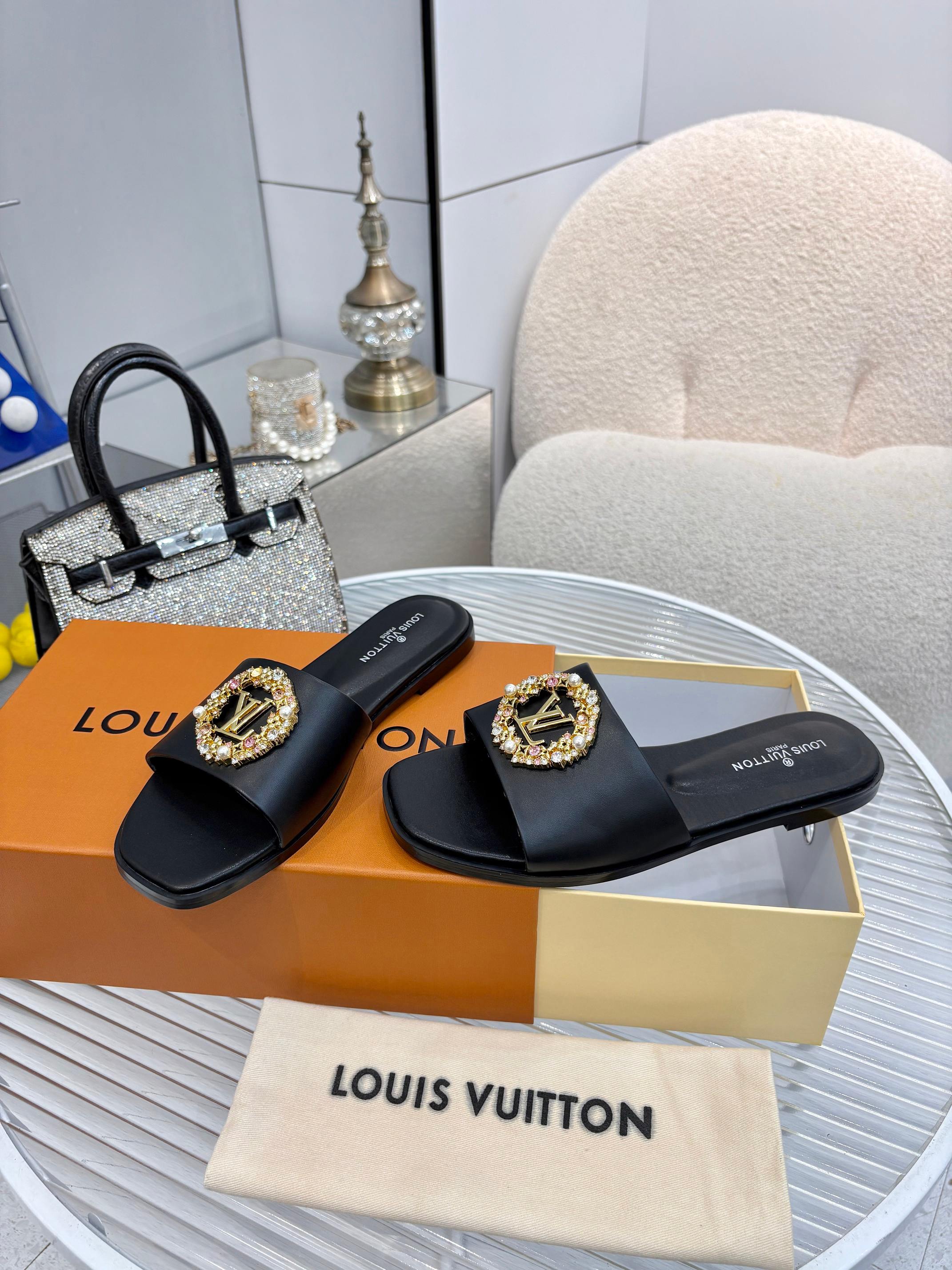 Louis Vuitton Black LV Mare Flat Mules