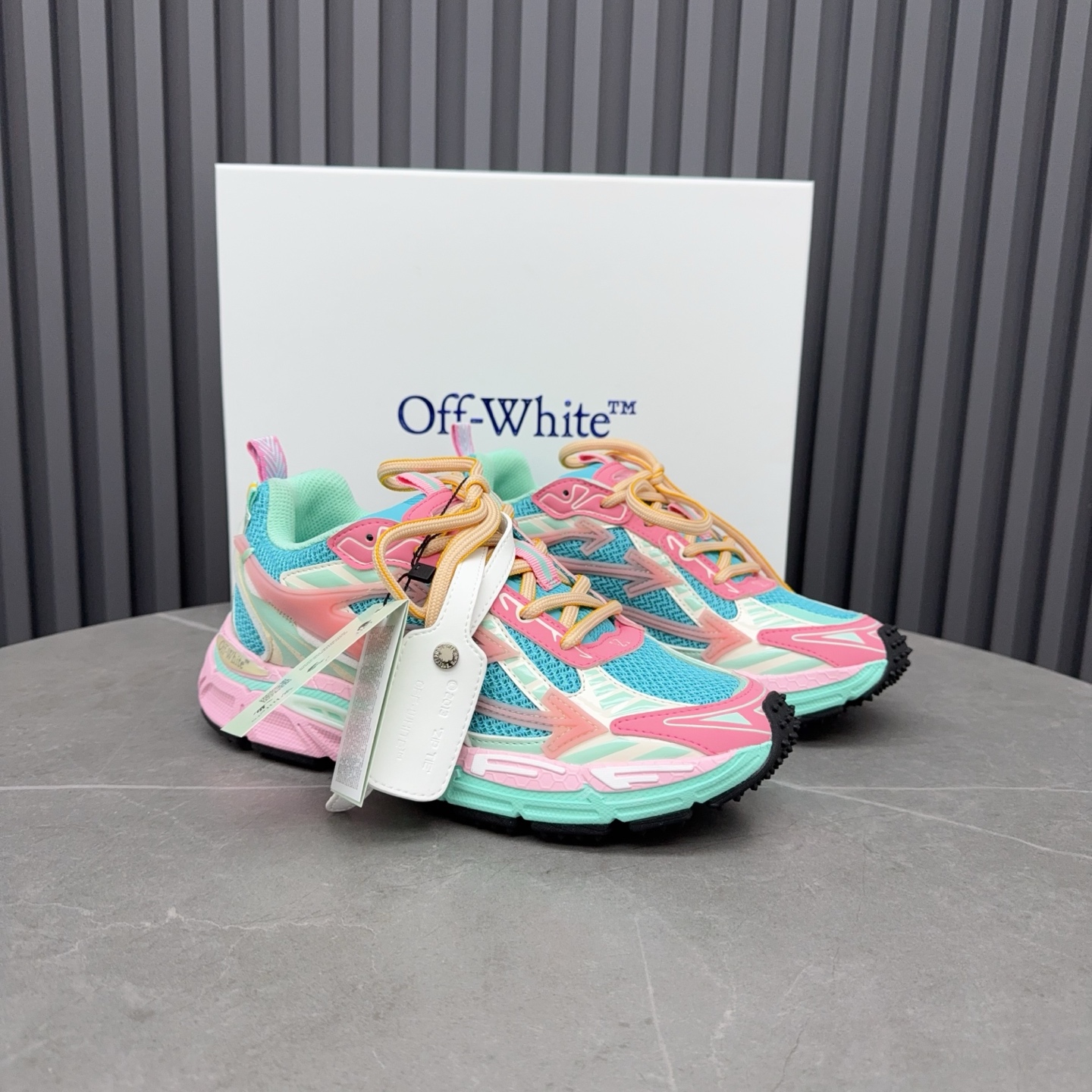 Off-white Be Right Back Sneakers in Marshmallow Pink Blue Colorway - Image 5