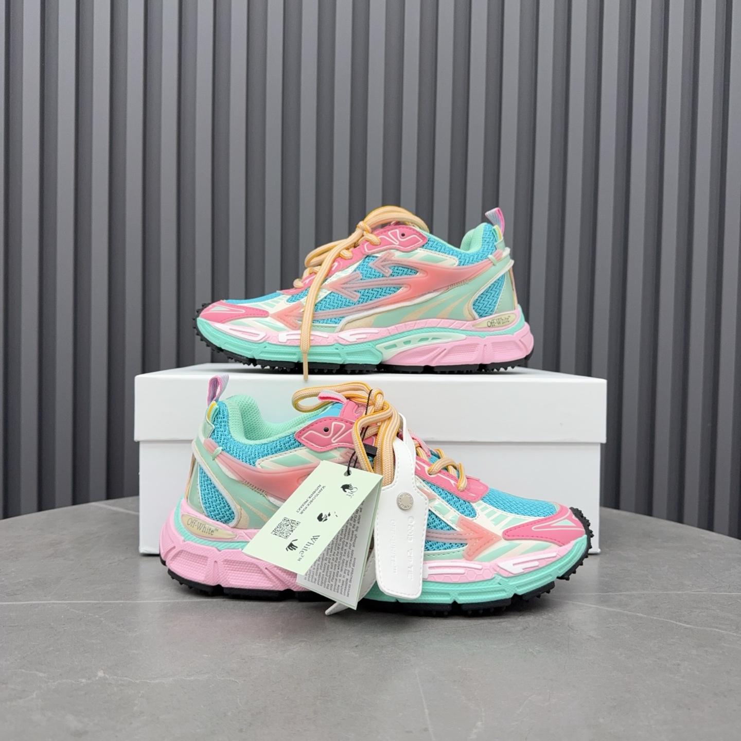 Off-white Be Right Back Sneakers in Marshmallow Pink Blue Colorway