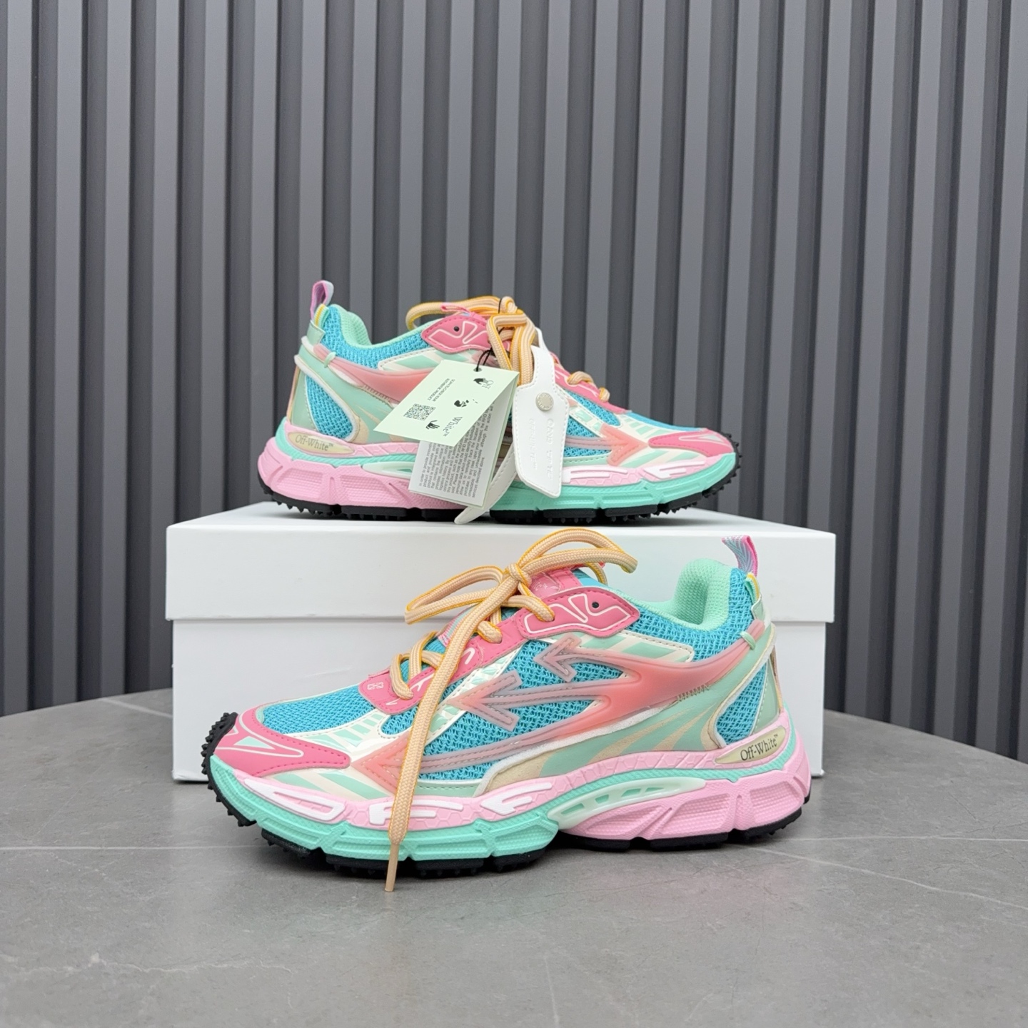 Off-white Be Right Back Sneakers in Marshmallow Pink Blue Colorway - Image 6