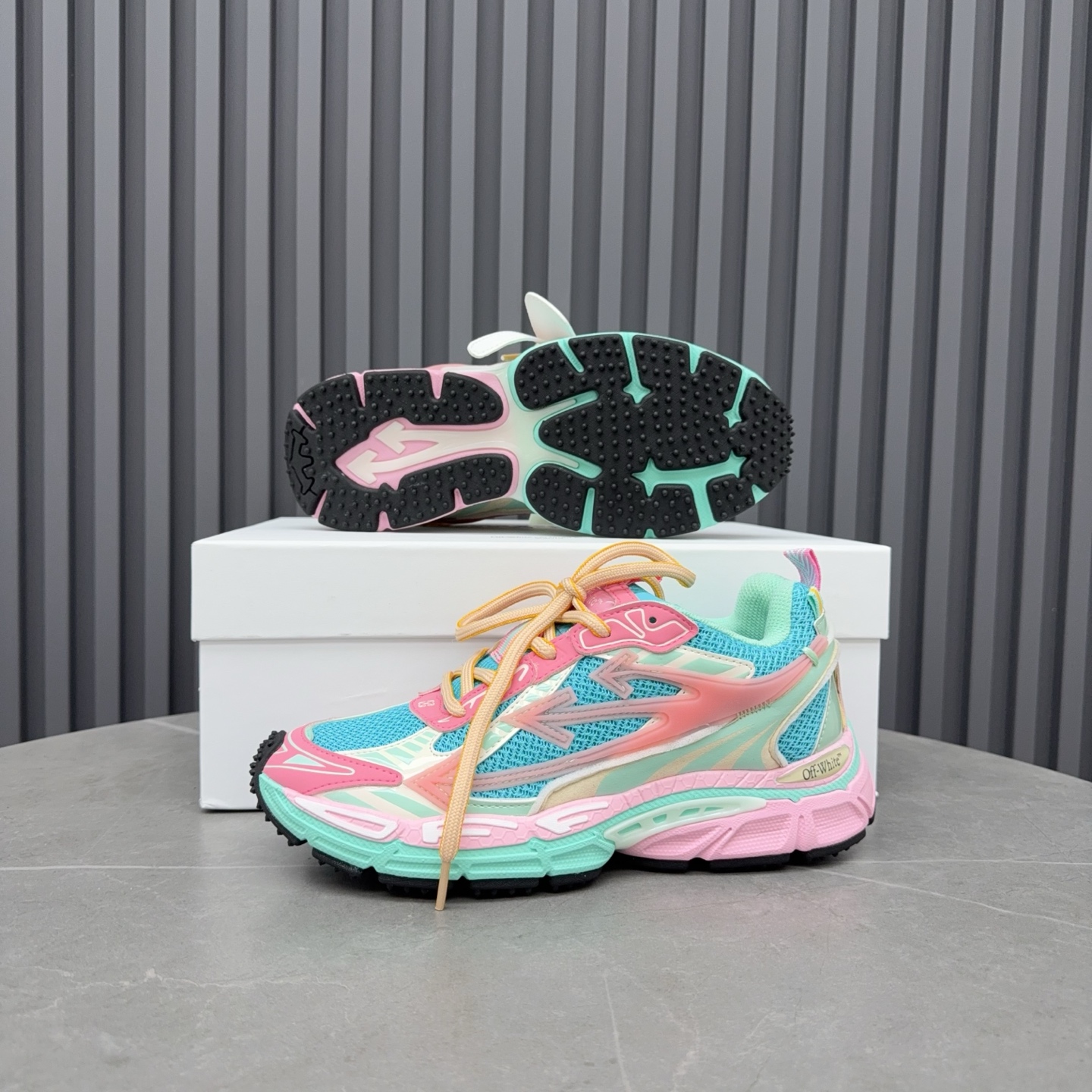 Off-white Be Right Back Sneakers in Marshmallow Pink Blue Colorway - Image 7