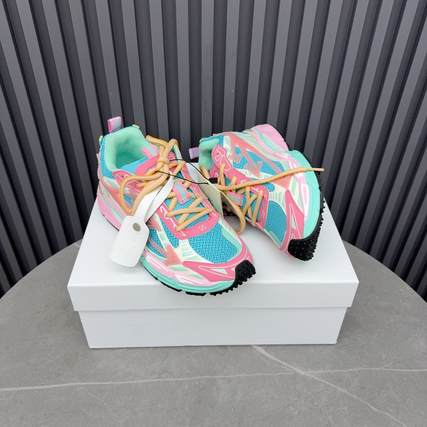 Off-white Be Right Back Sneakers in Marshmallow Pink Blue Colorway - Image 8