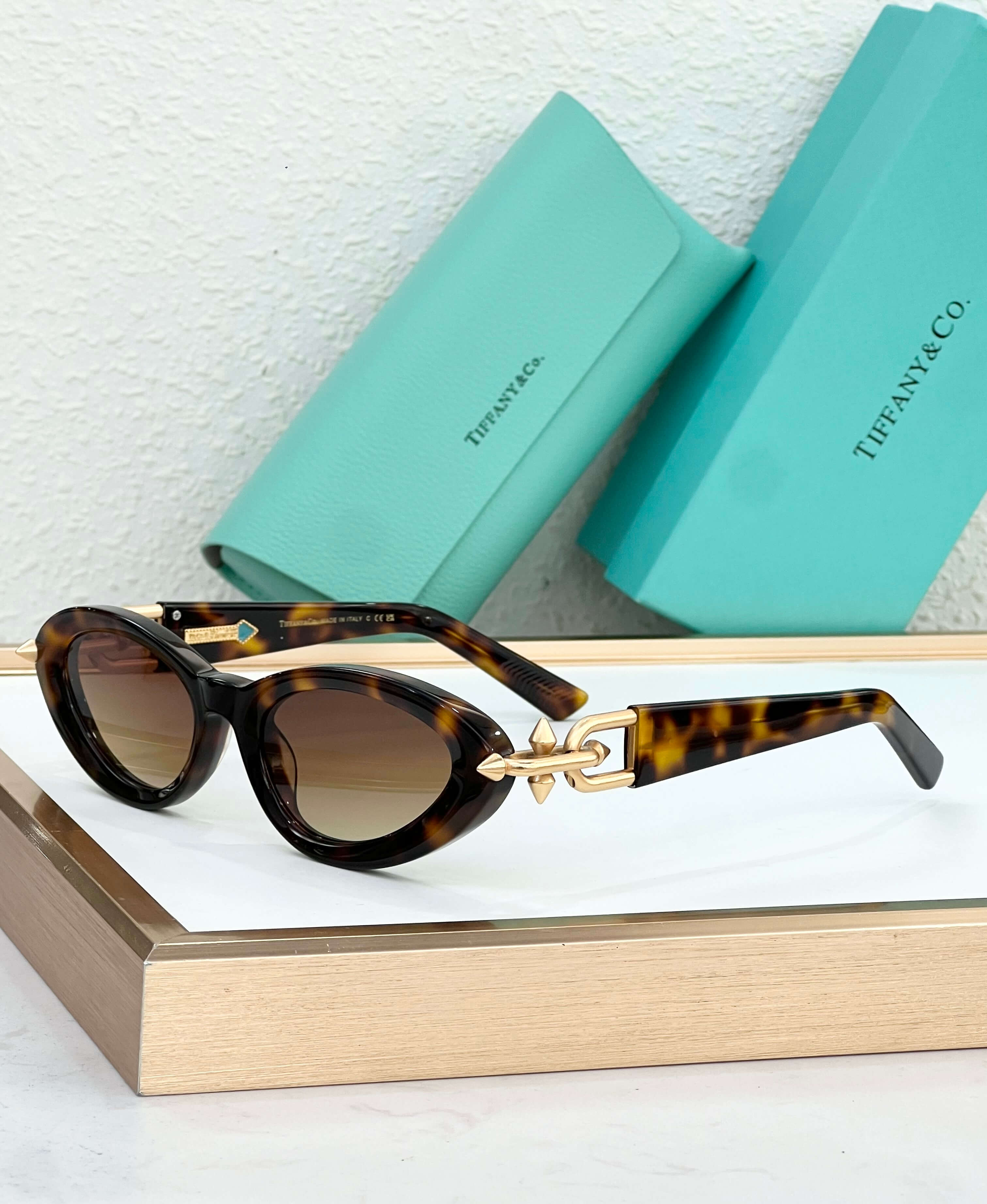 The Tiffany & Co. Cat-Eye Tortoise-Shell Sunglasses with Gold-Tone Hinge