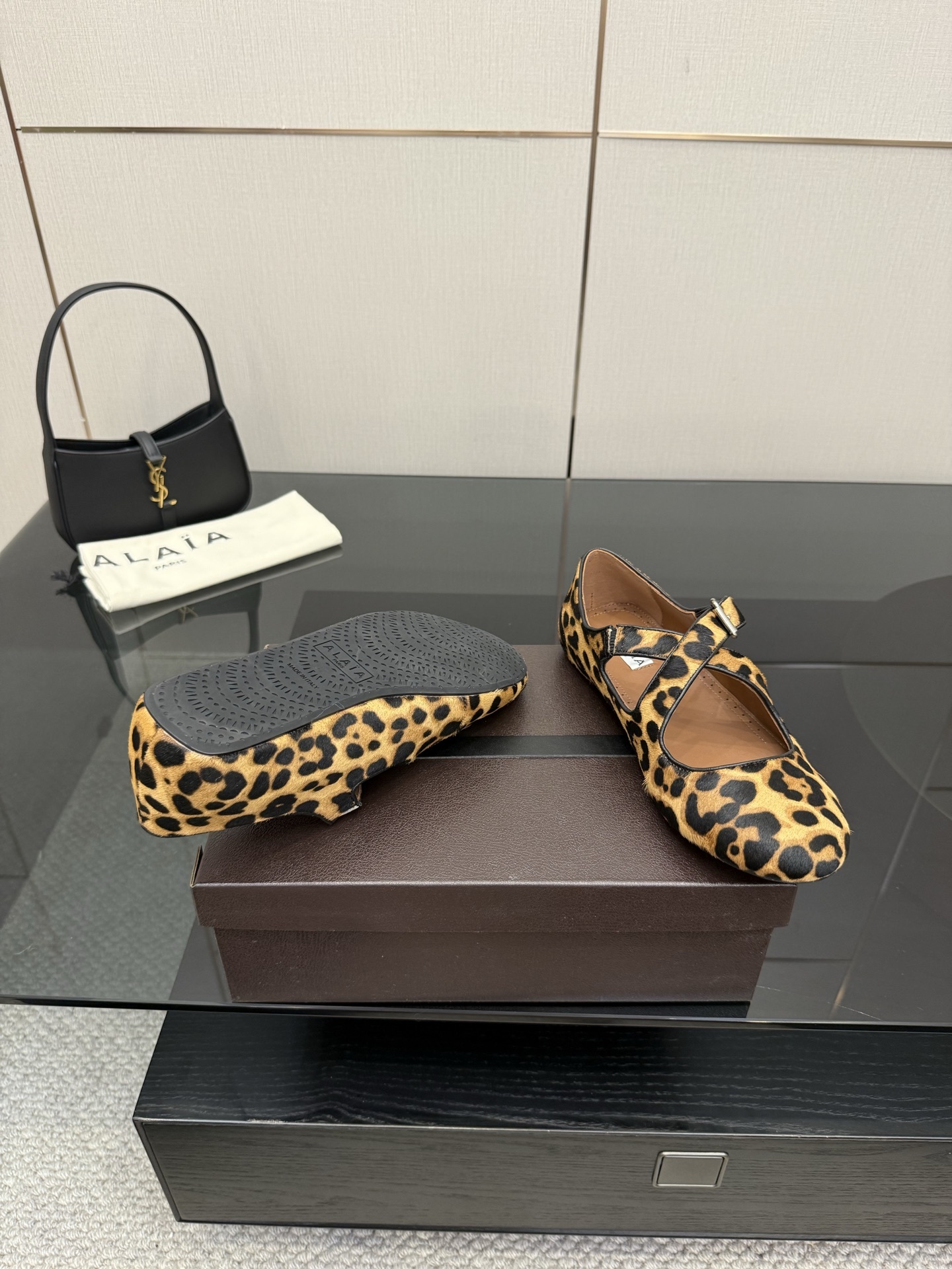 Alaïa Leopard Haircalf Criss Cross Buckled Ballet Flats - Image 6