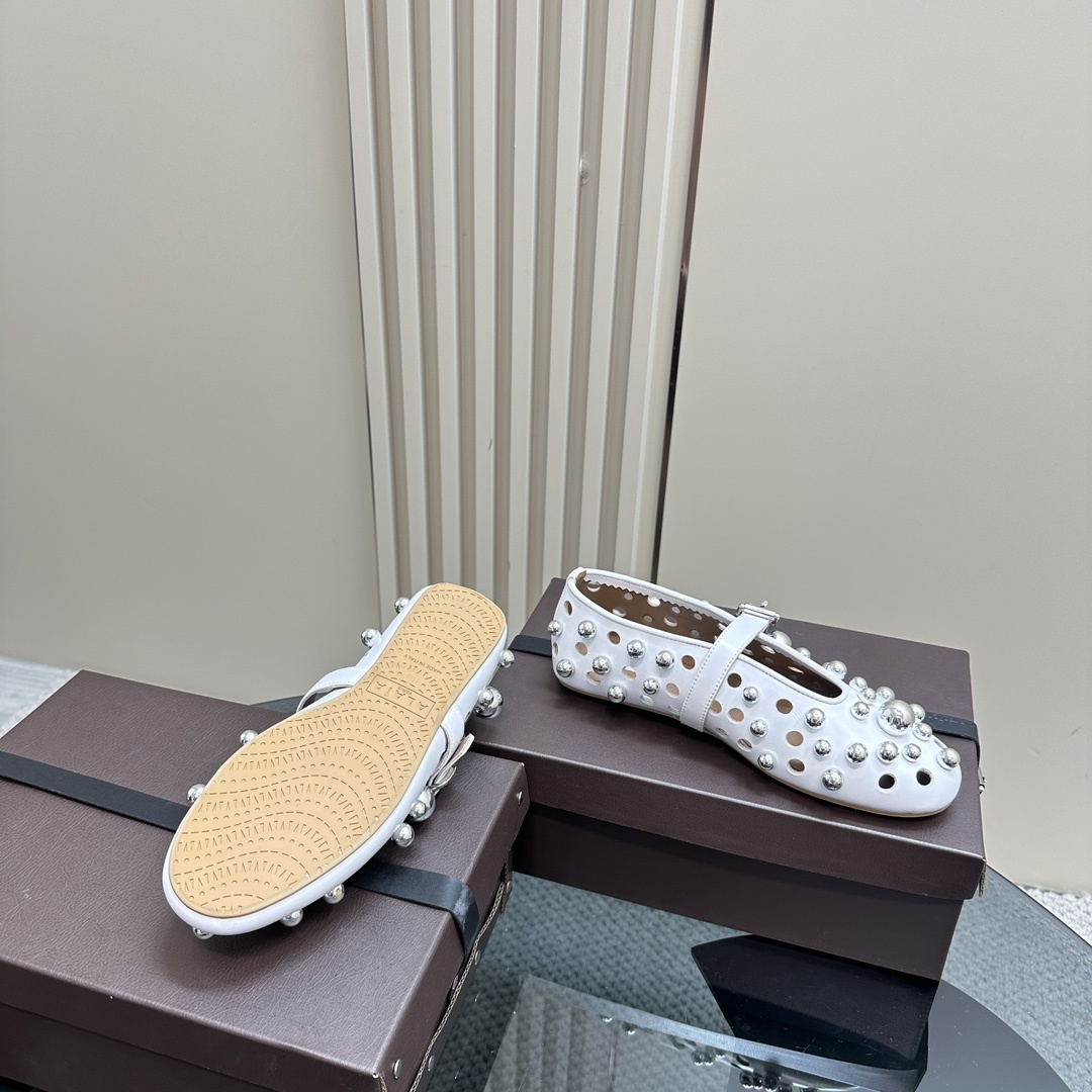 Alaïa White Vienne Mary Jane Studded Ballet Flats - Image 5