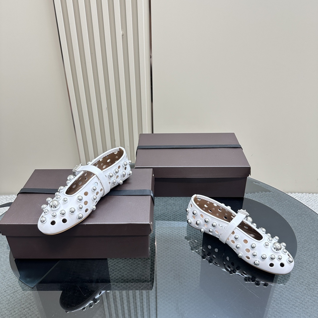 Alaïa White Vienne Mary Jane Studded Ballet Flats - Image 6