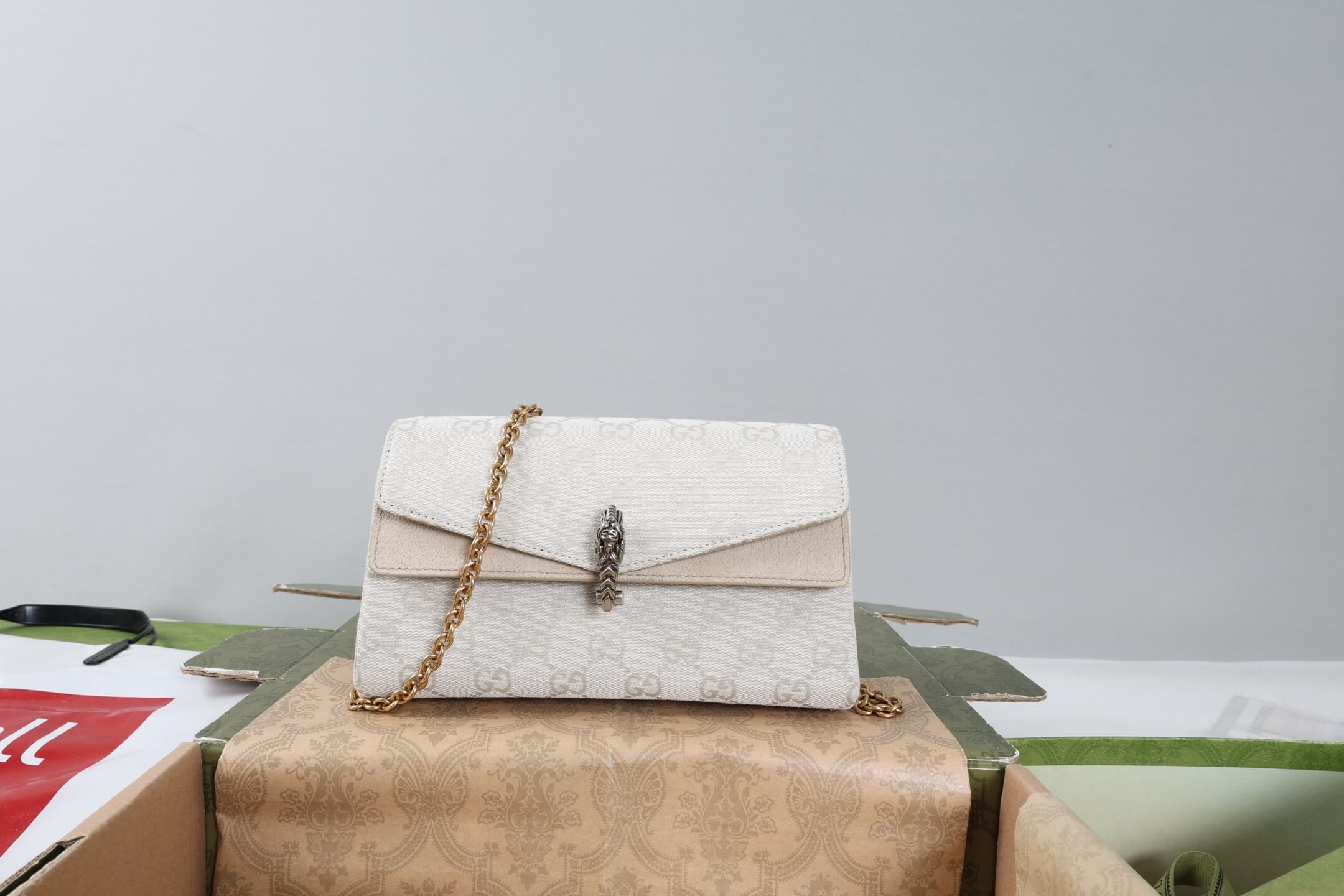 Gucci Dionysus Small Shoulder Bag in Ivory GG Canvas